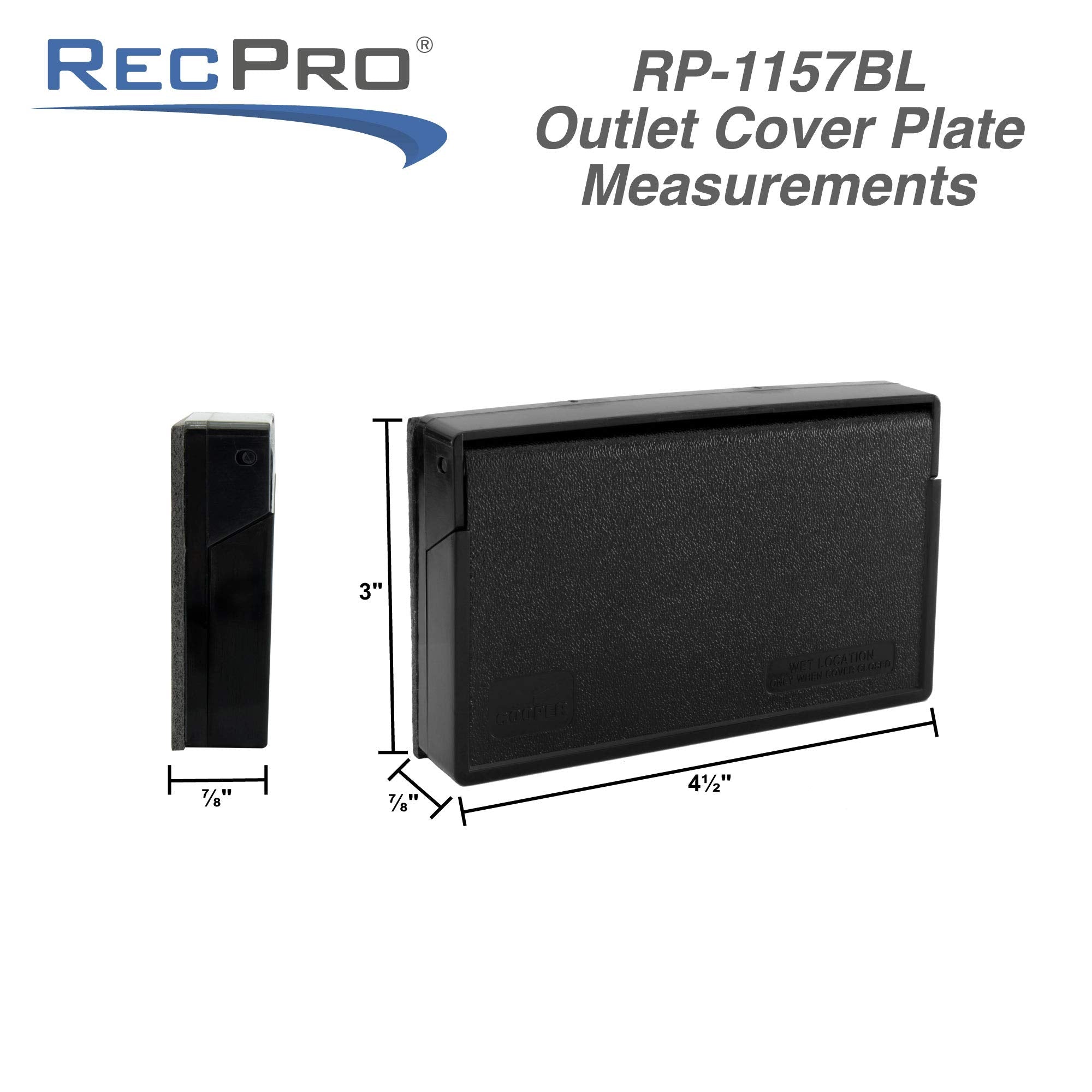 RecPro Black Weatherproof RV Exterior Power Outlet Cover Plate for GFI/GFCI Receptacles
