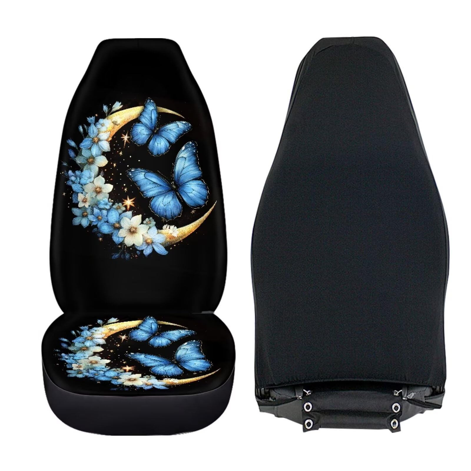 Bigcarjob Moon Butterfly Car Seat Covers Set Universal Car Interior Seat Rugs 2 Pcs Auto Front Seat Protector Set For Women Butt