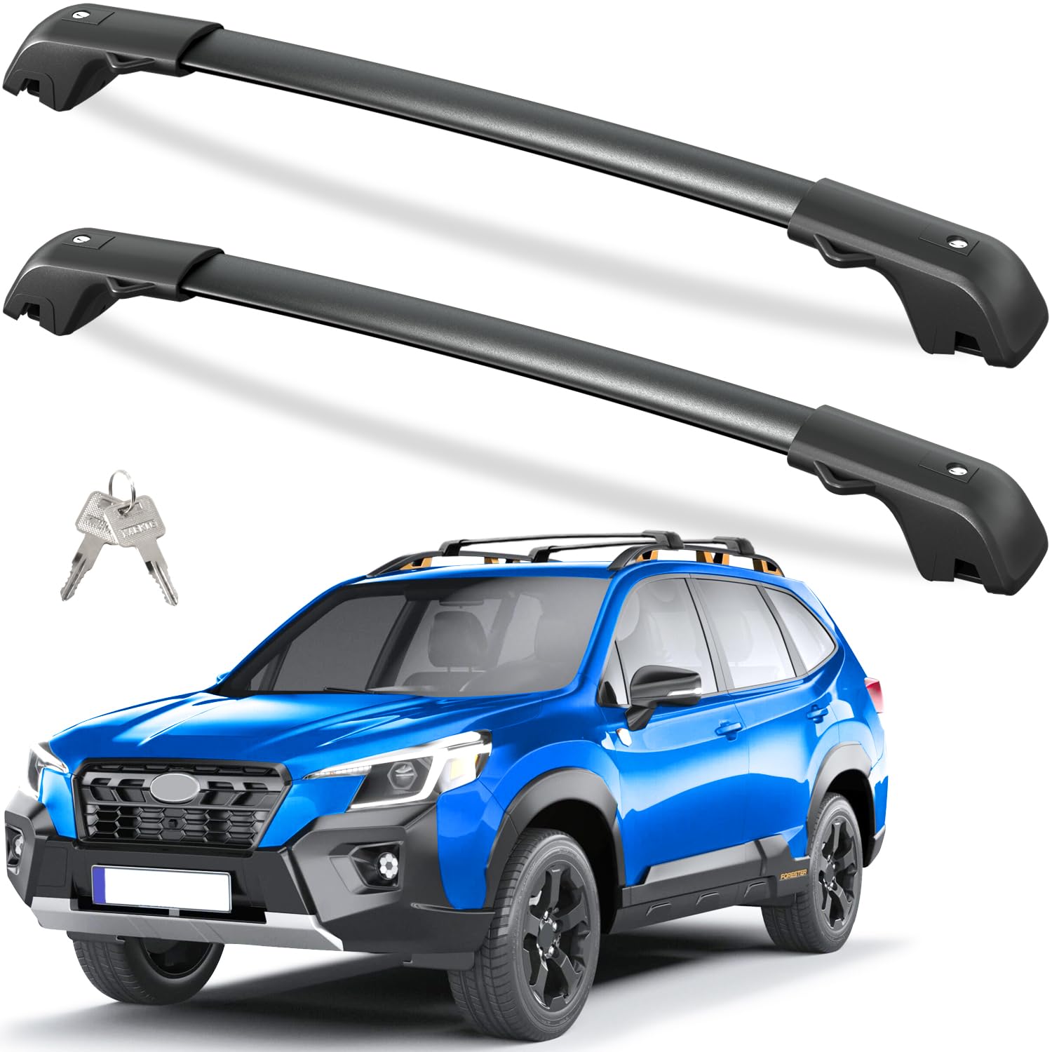 Tuyoung 220lbs Lockable Roof Rack Cross Bars Compatible with Subaru Forester Wilderness 2022 2023 2024 with Raised Side Rails, H