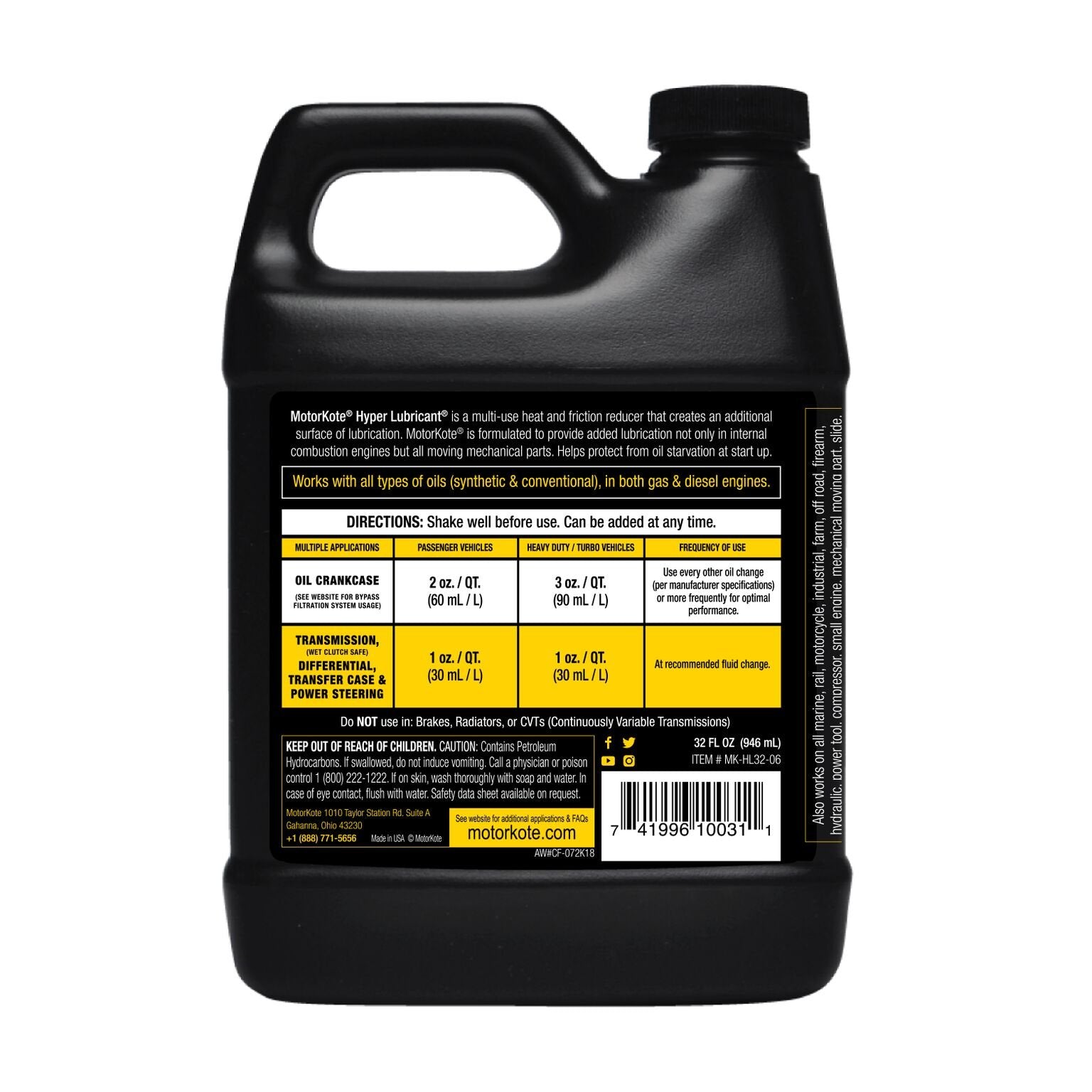 Motorkote Mk-Hl32-06-6Pk Heavy Duty Hyper Lubricant, 32-Ounce, 6-Pack