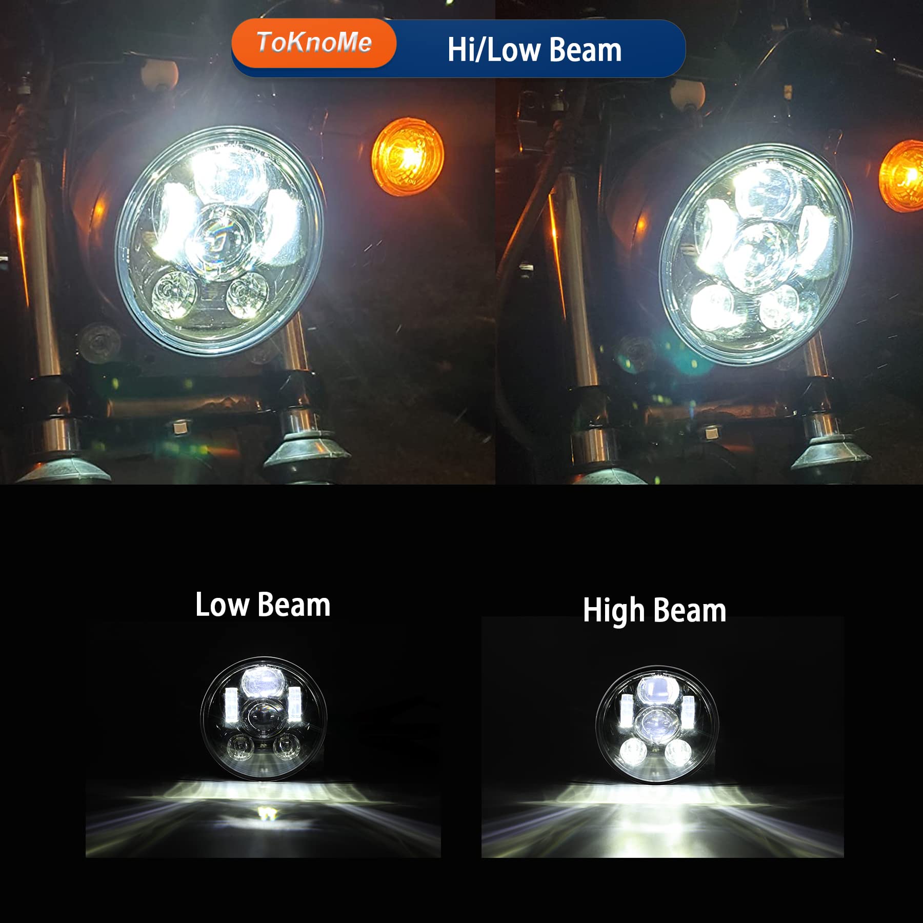 Toknome 5-3/4 5.75 Inch Led Headlight Compatible With Harley Davidson Dyna Sportster Iron 883 1200 Low Rider Xlh883 Super Glide