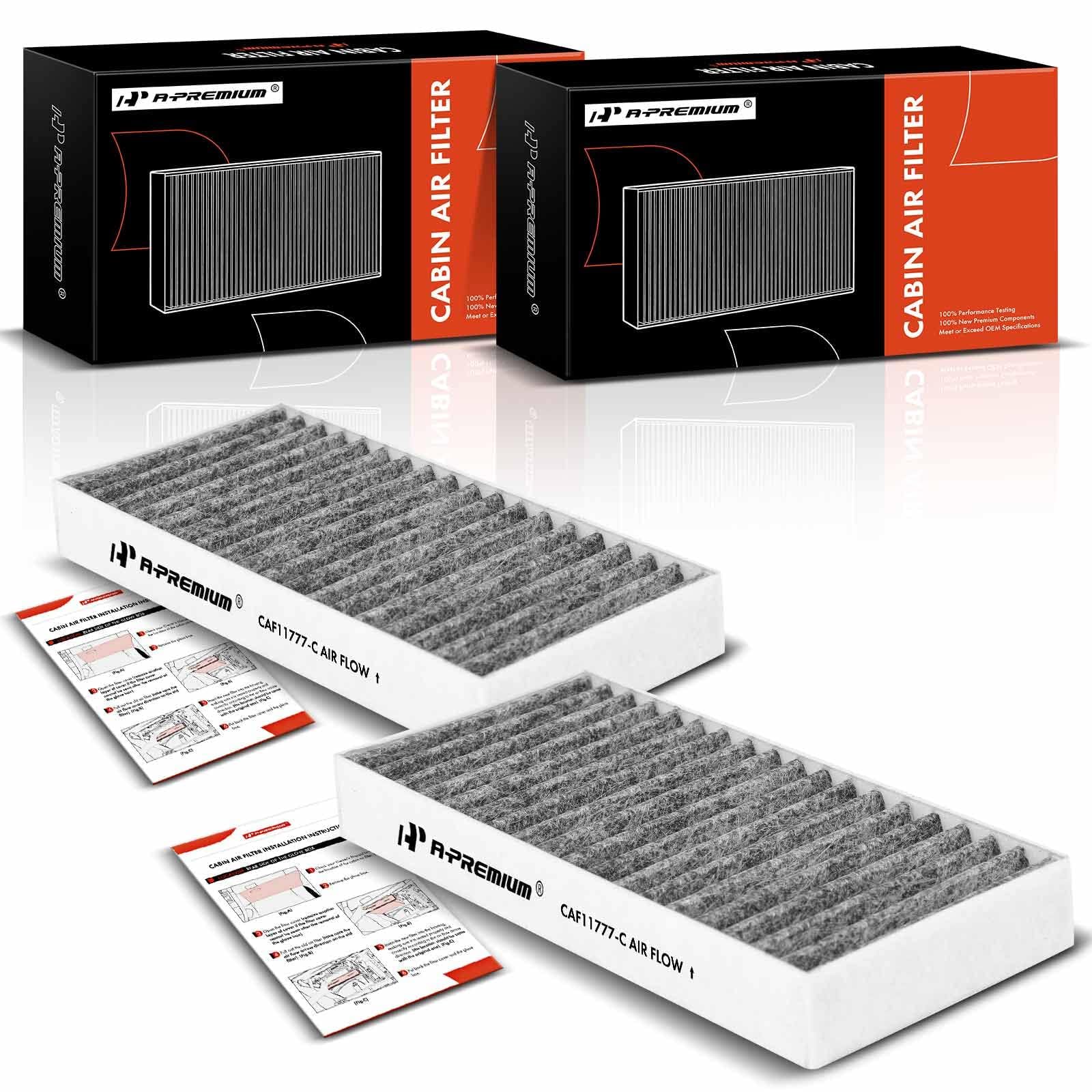 A-Premium 2-PC Cabin Air Filter with Activated Carbon Compatible with Jeep Models - Wrangler 2011 2012 2013 2014 2015 2016 2017,