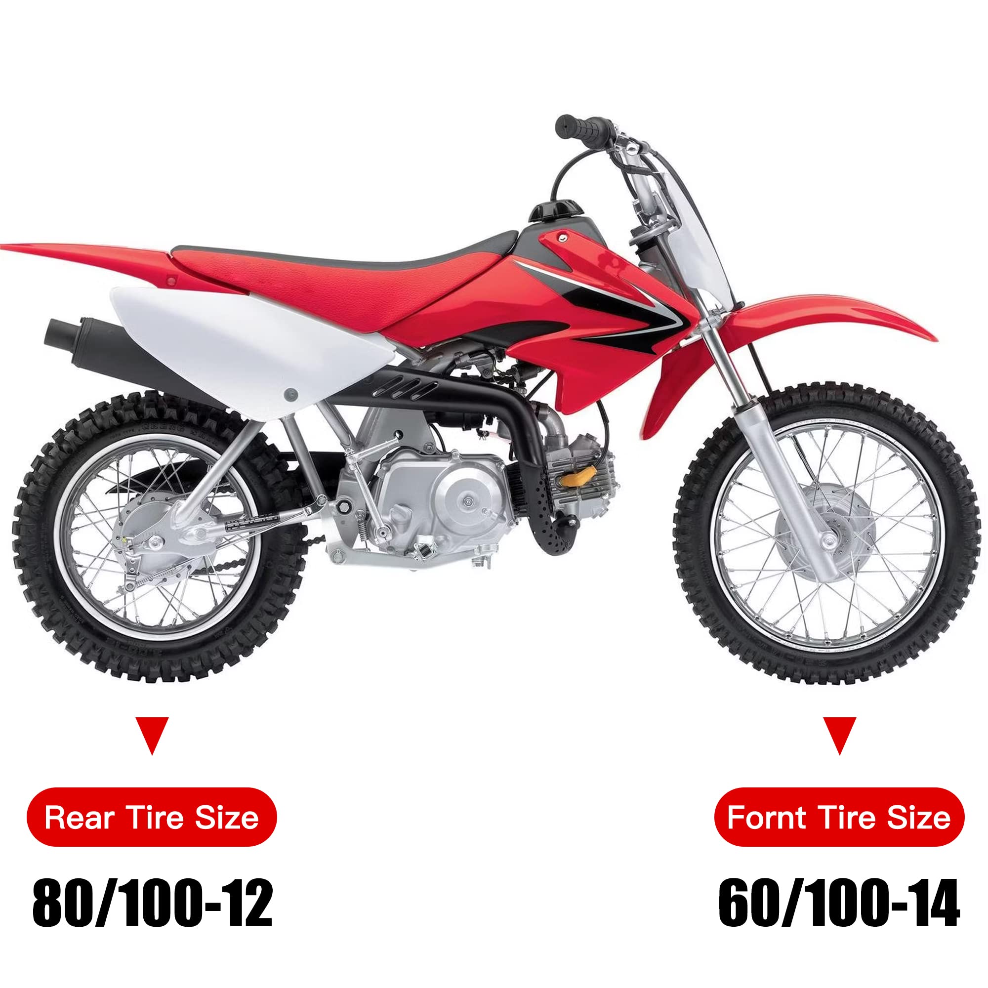 Grehua 3.00-12 80/100-12 Rear 2.50-14 60/100-14 Front Tire Inner Tube For 90Cc 110Cc 125Cc Ssr Crf70 Crf110 Xr70 Klx110 Kx60 Kx65 Kx110 Jr80 Rm60 Ttr90 Ttr110 Pw80 Dirt Pit Bike Off Road Motocross