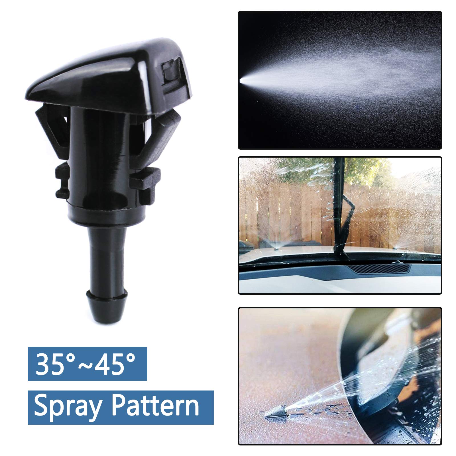 Xislet 2 Pack Front Windshield Washer Nozzles Compatible With Jeep, Dodge Ram, Chrysler Pt Cruiser Replaces Oem #: 5113049Aa, 4805742Ab - Included Hood Insulation Retainers