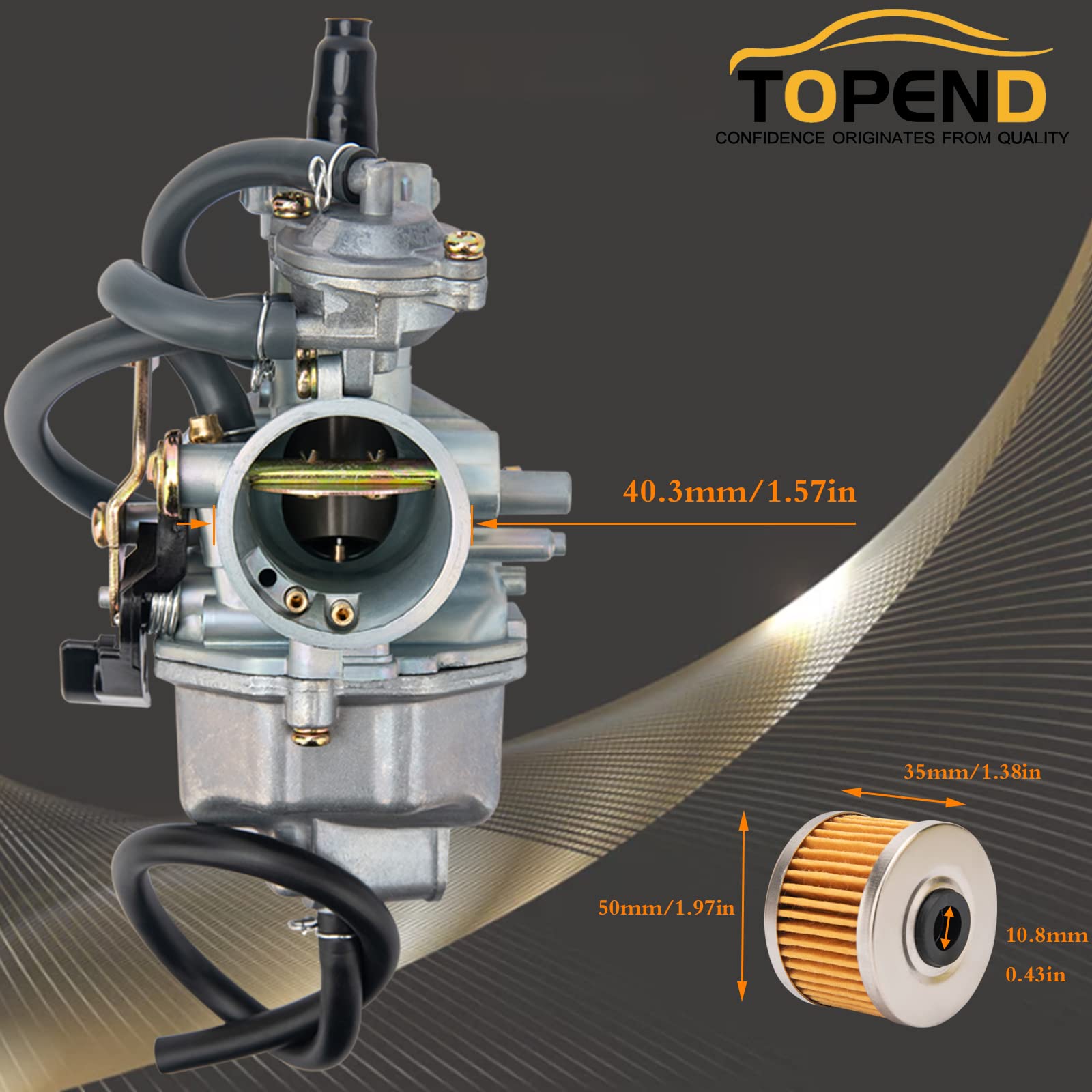 TRX250 Carburetor Compatible With Honda TRX 250 Recon TRX250 Recon TRX250TM TRX250TE ATV Carb TRX250 Carb (with TRX 250 Air Filt