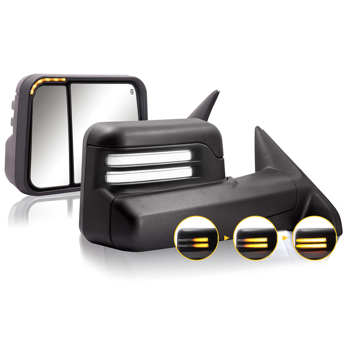 Switchback Towing Mirror For Dodge Ram - Replacement With 2009-2018 Dodge Ram 1500 2500 3500 Pickup Truck With Power Adjusted Gl