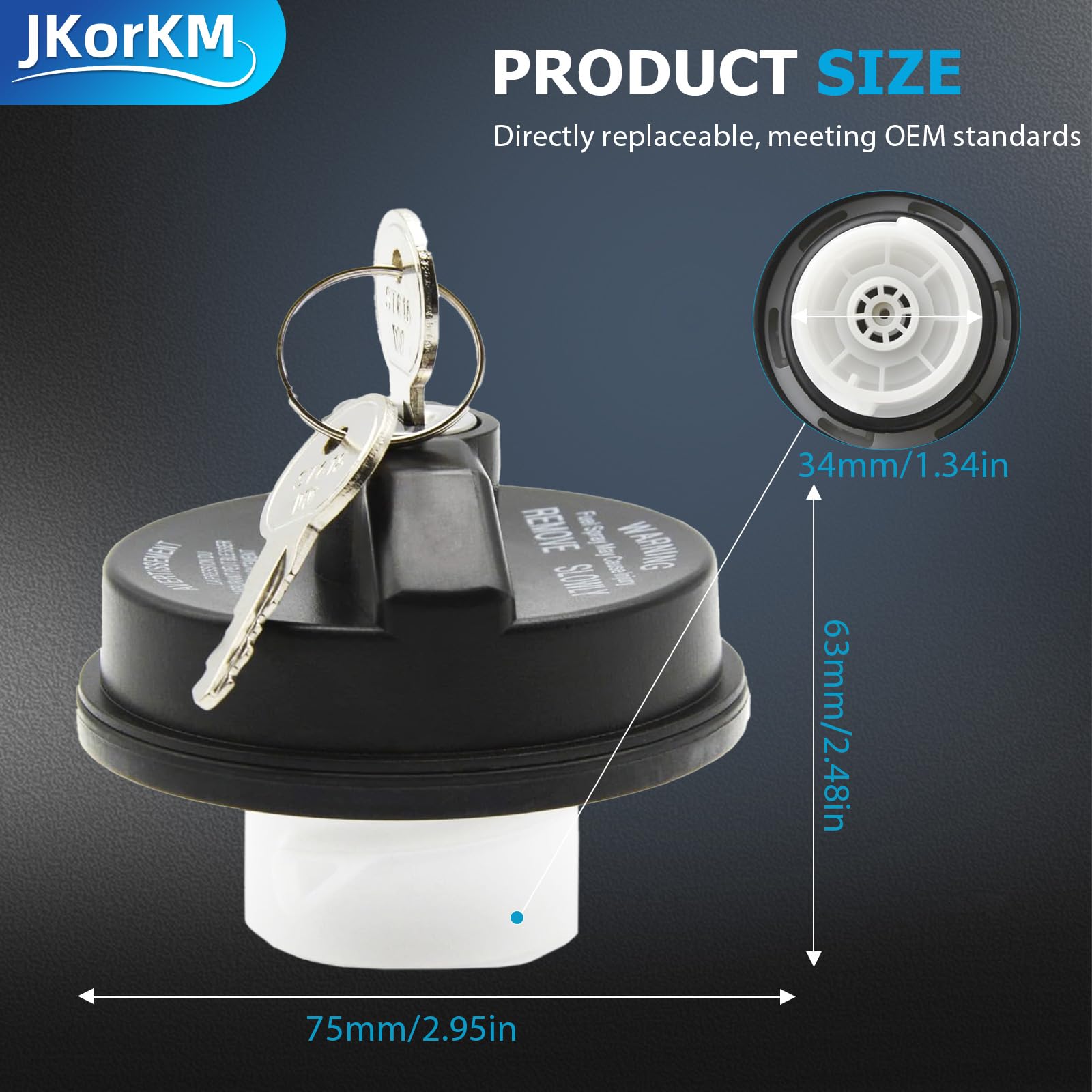 Jkorkm Locking Gas Cap, Lock Fuel Cap Replace 05278655Ab, 5278655Ab Chrysler Dodge Jeep Ram - Challenger Grand Caravan 1500, Che