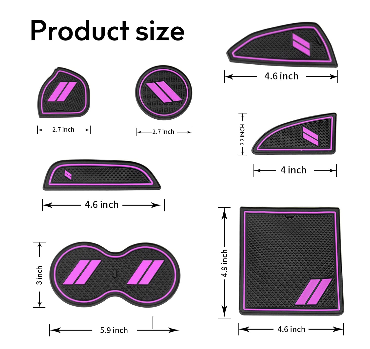 Custom Fit For 2015-2020 Dodge Challenger Cup Holder Insert & Center Console Shifter Liner Trim Mats, Dodge Challenger Interior Accessories Cup Door Center Console Liner (11Pcs, Purple)