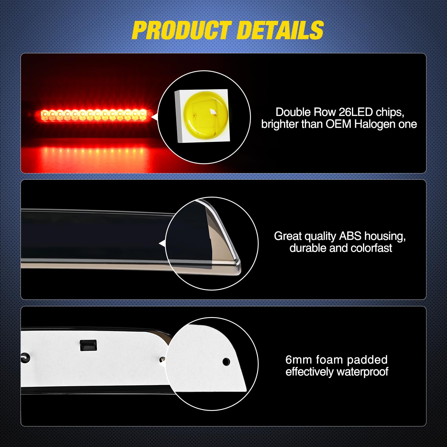 Nilight Third Brake Light Tail High Mount 3Rd Stop Cargo Reverse Lights Smoked Lens Compatible With Nissan Titan 2004-2015 Nissa
