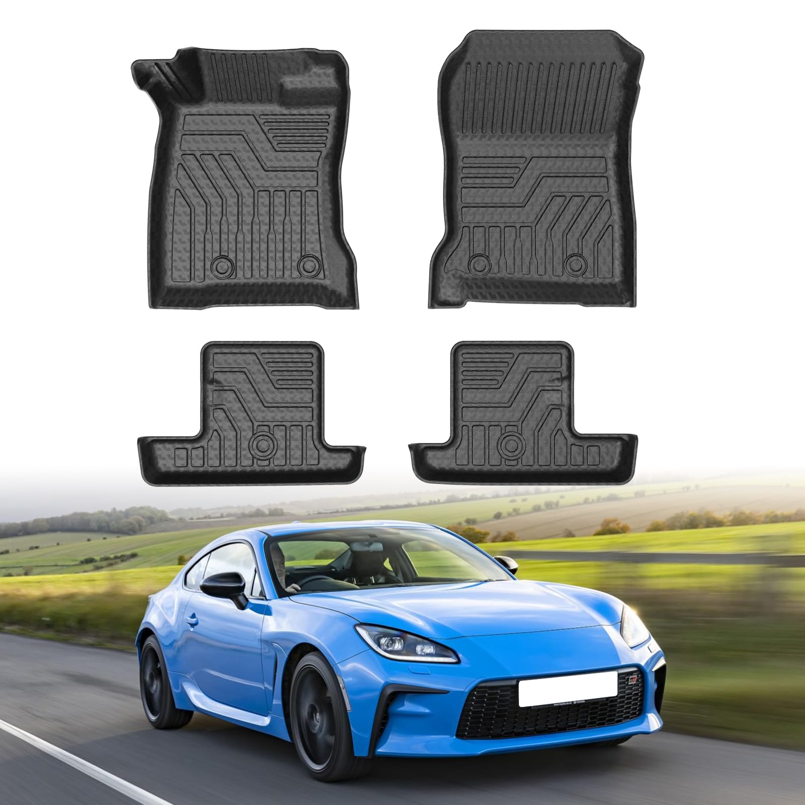 Mixsuper Floor Mats For Toyota Gr86 2022-2025 All Weather Floor Liners 1St & 2Nd Row Set Black