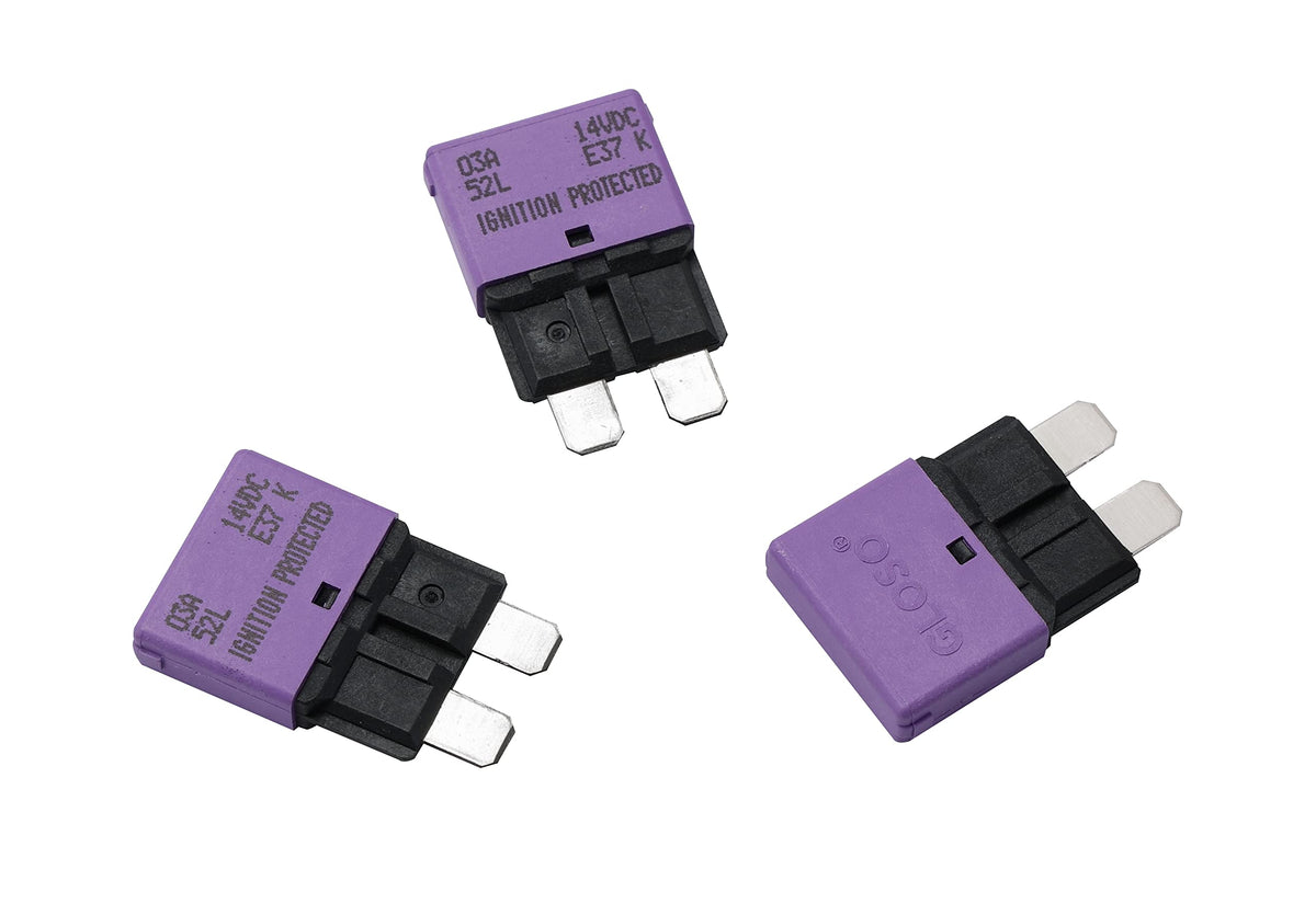 Gloso Circuit Breakers E37 Auto (T1) Reset Low Profile Atc/Ato - (3A - 3 Pack)