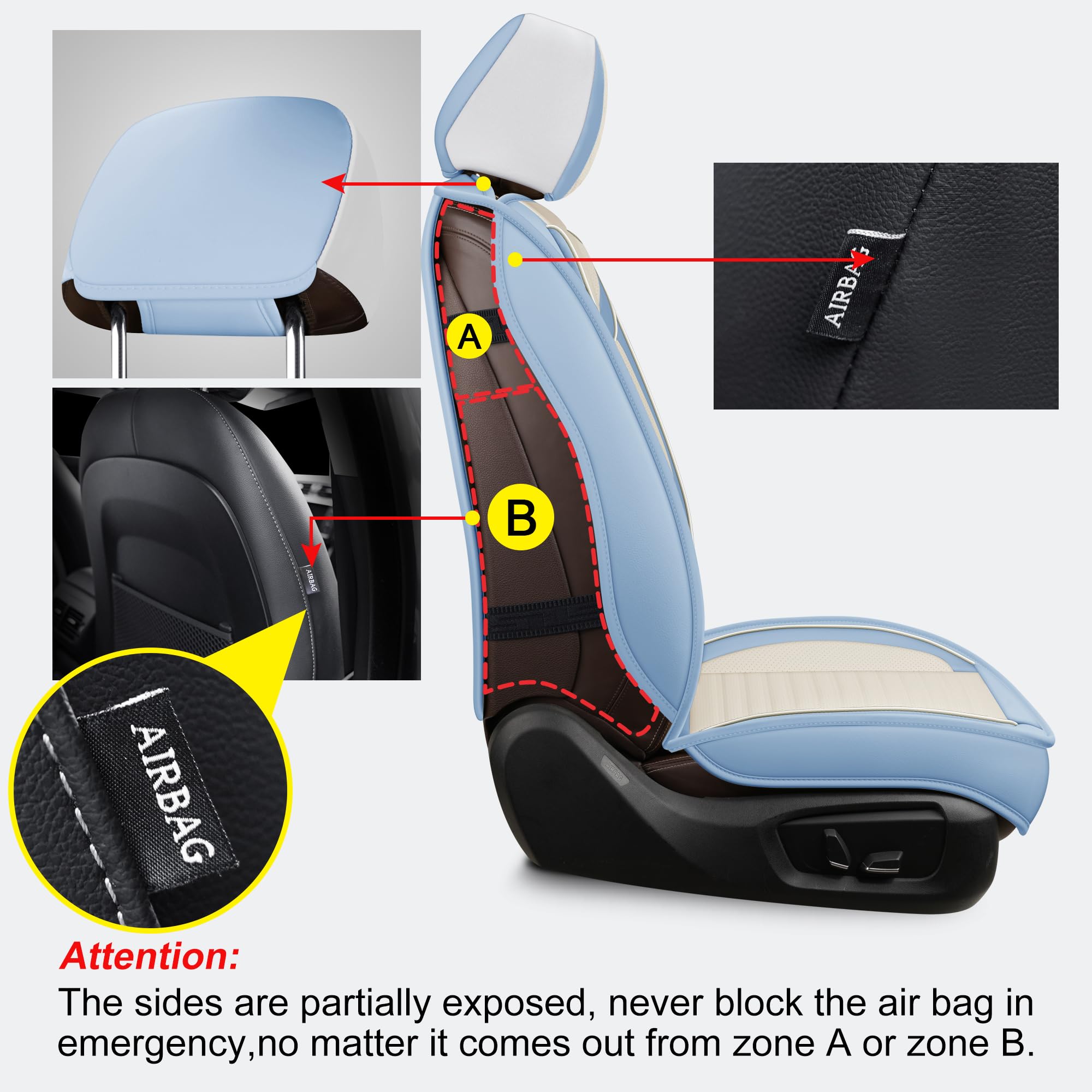 Lingvido Universal Car Seat Cover, Breathable And Waterproof Faux Leather Automotive Seat Covers For Cars Suv Sedan (Front Seat,