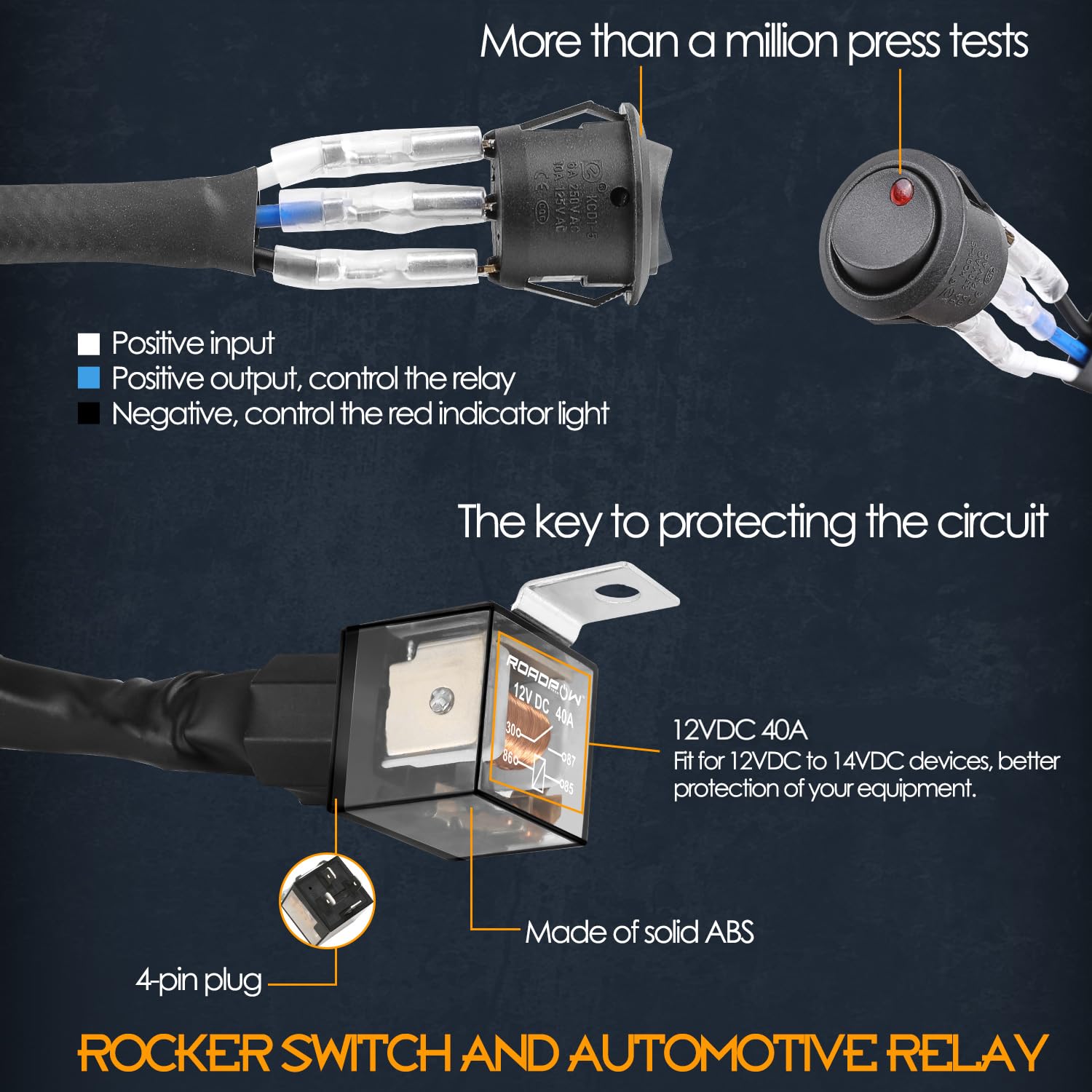 Wiring Harness 1 Lead, Nirider 12V 40A Rocker Switch Relay Fuse Nylon Wiring Harness Kit For Led Light Bars Fog Lights Work Ligh