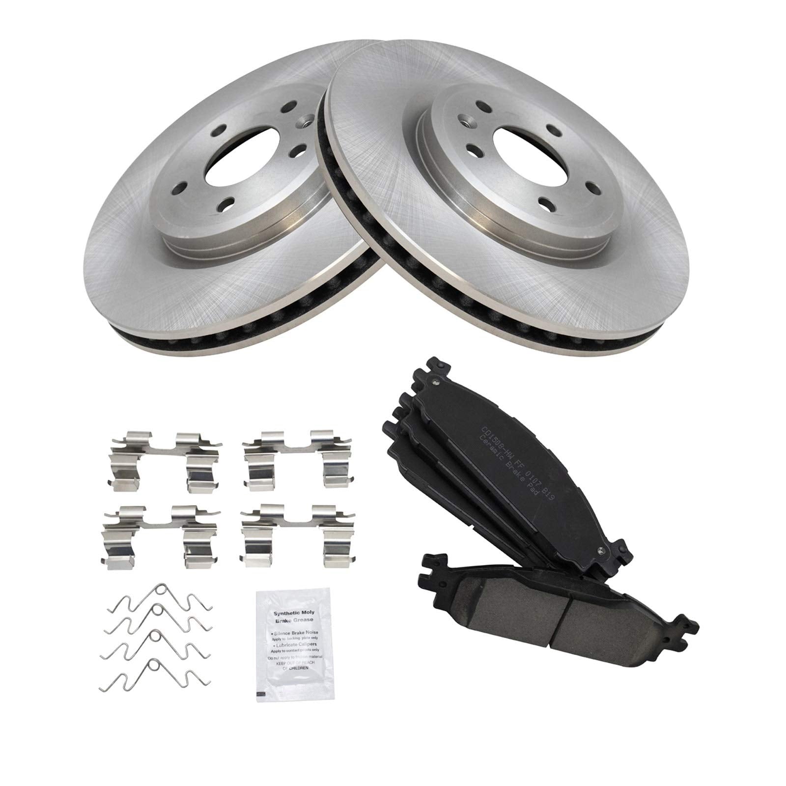 Trq Front Brake Pad & Rotor Kit Brake Pads Brake Rotor Ceramic Compatible With 2011-2019 Ford Explorer 2009-2019 Flex 2010-2019