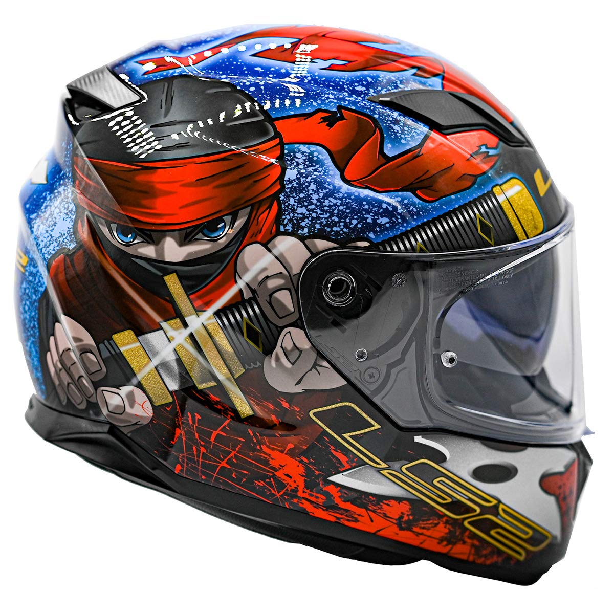 Ls2 Helmets Full Face Stream Evo Ninja Helmet (Red Blue - X-Large)