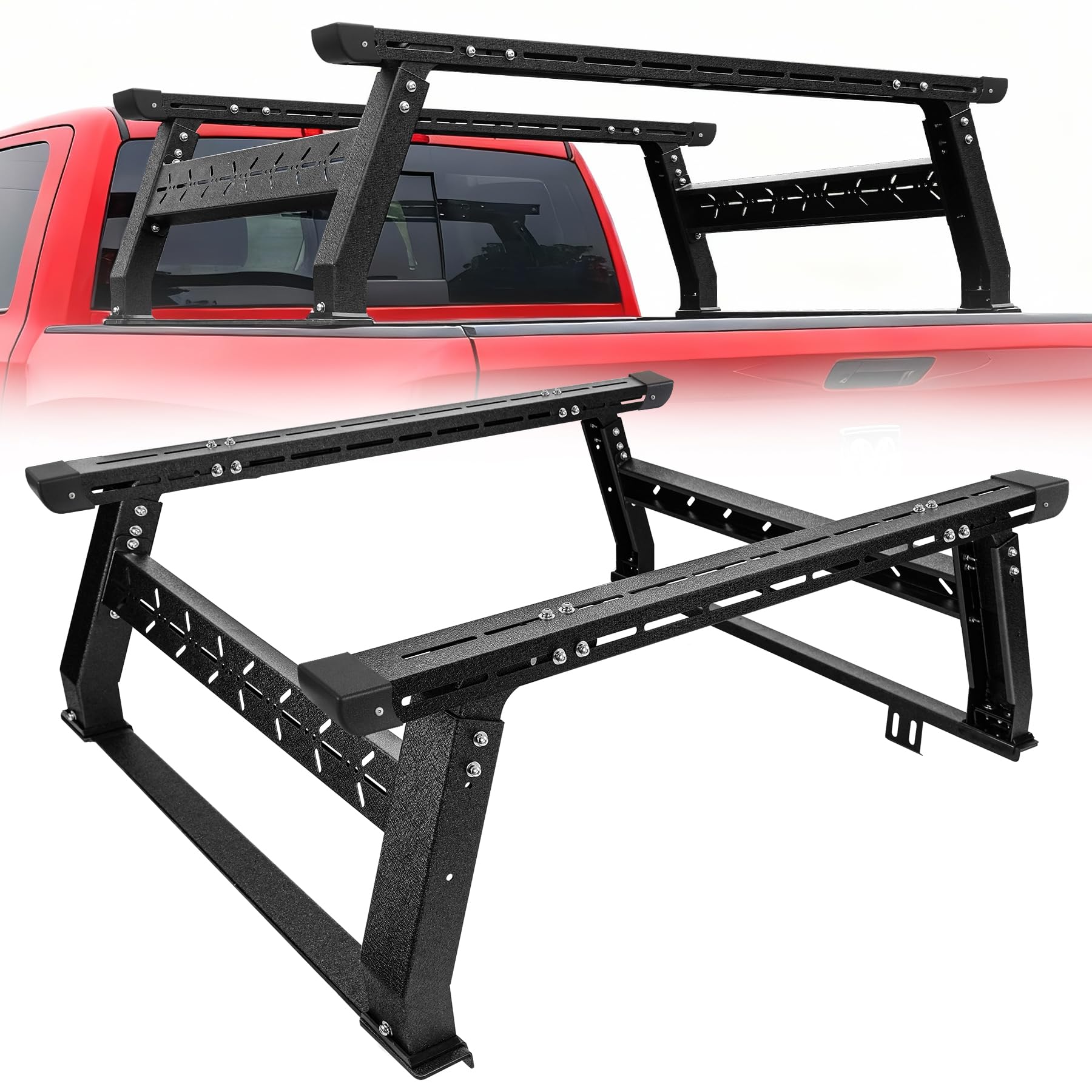 Binary Star Adjustable Truck Bed Rack Compatible with Most Trucks (Chevy/Dodge/Ford/Gladiator/Tundra/Tacoma), Kayak, Surfboard, 