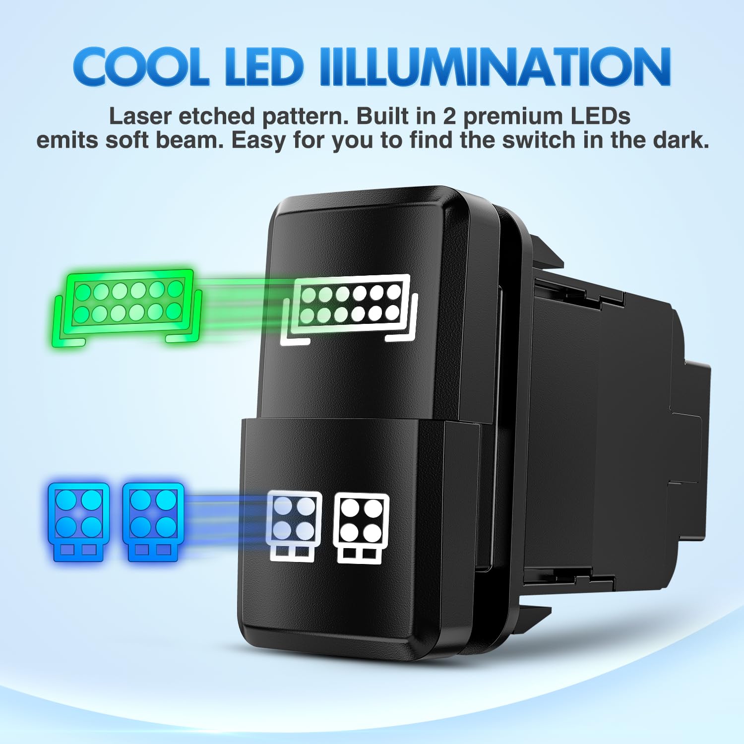 Nilight Led Light Bar & Led Work Lights Dual Push Button Switch 12V On Off Switches With Connector Wire Kit 1.54'' X 0.83'' Repl