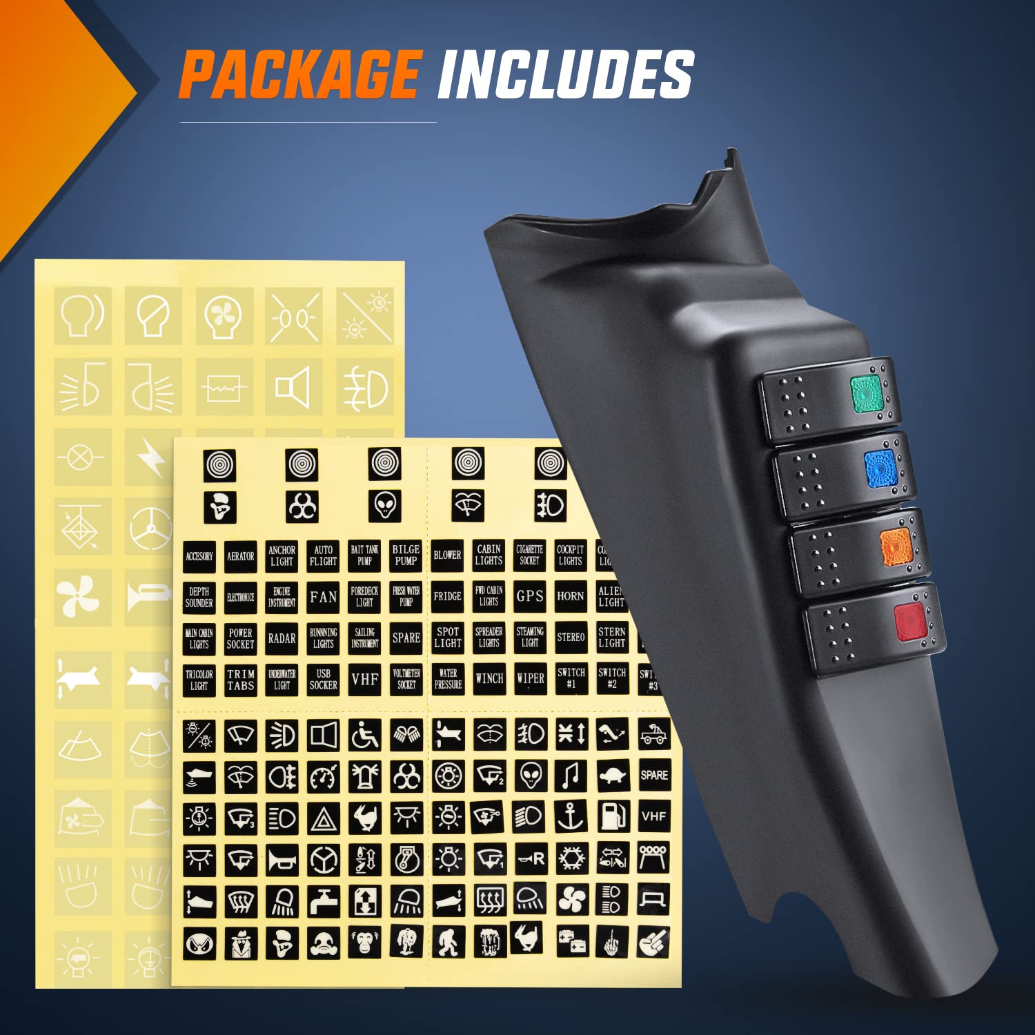 Nilight A-Pillar Switch Pod 12V Left Driver Side A Pillar Rocker Panel With Backlit Label Stickers Pre-Wired On Off 4 Color Togg