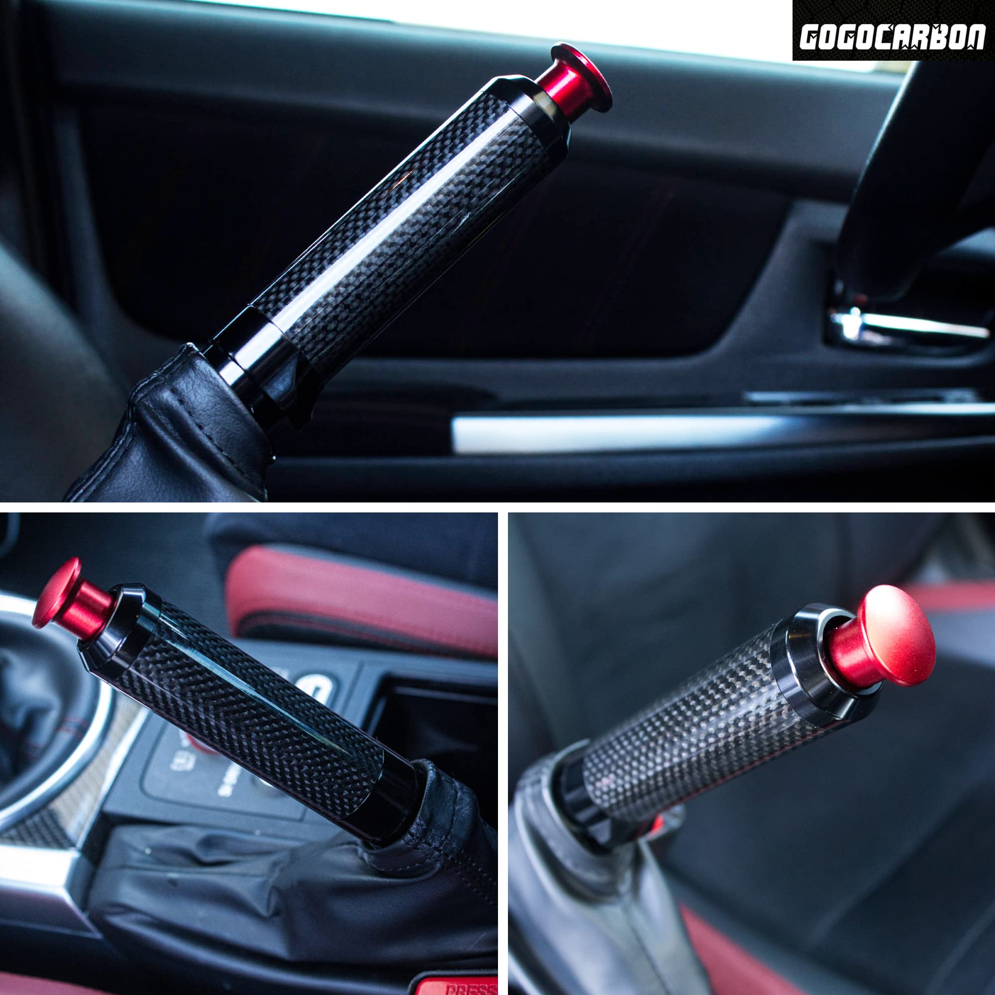 GOGOCARBON Dry Carbon Fiber E-Brake Handle for Scion FR-S, Subaru BRZ, WRX STI, Black, 2012-2023, Clear Coating, 1