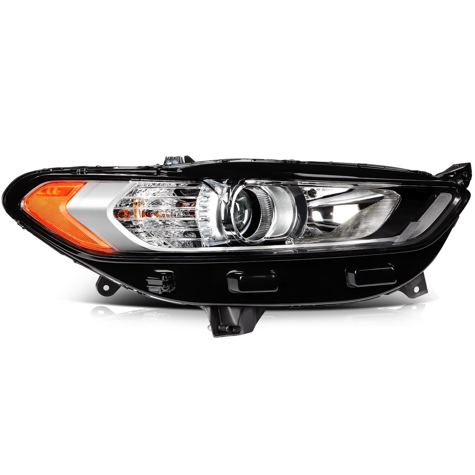 LBRST Headlight Assembly Fit 2013-2016 for Fusion Passenger Side Headlight Black Housing Amber Reflector FO2503304