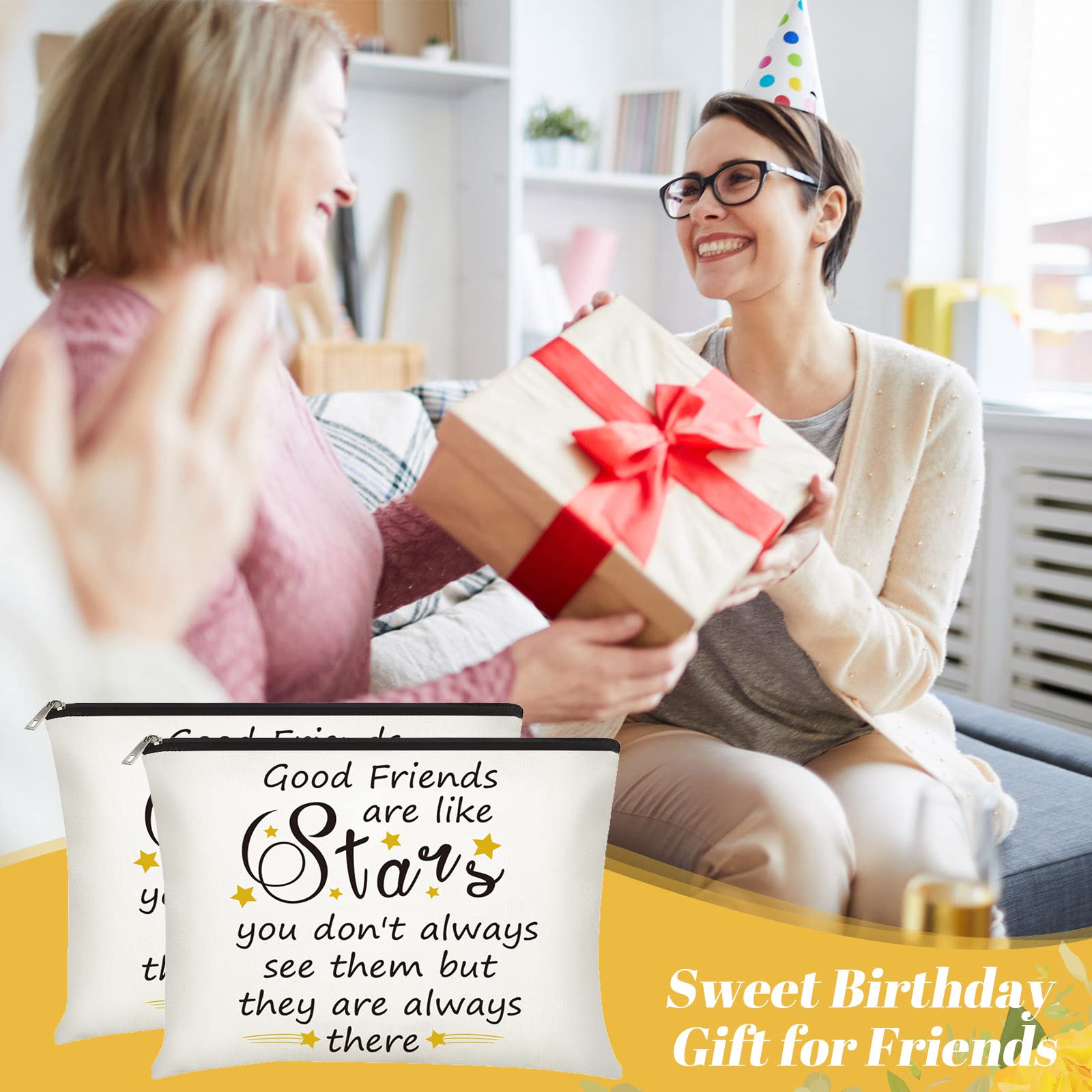 6 Pieces Friendship Cosmetic Bag Makeup Side Bag Girls Weekend Gifts Friends Makeup Bag For Christmas Friendship Present Travel