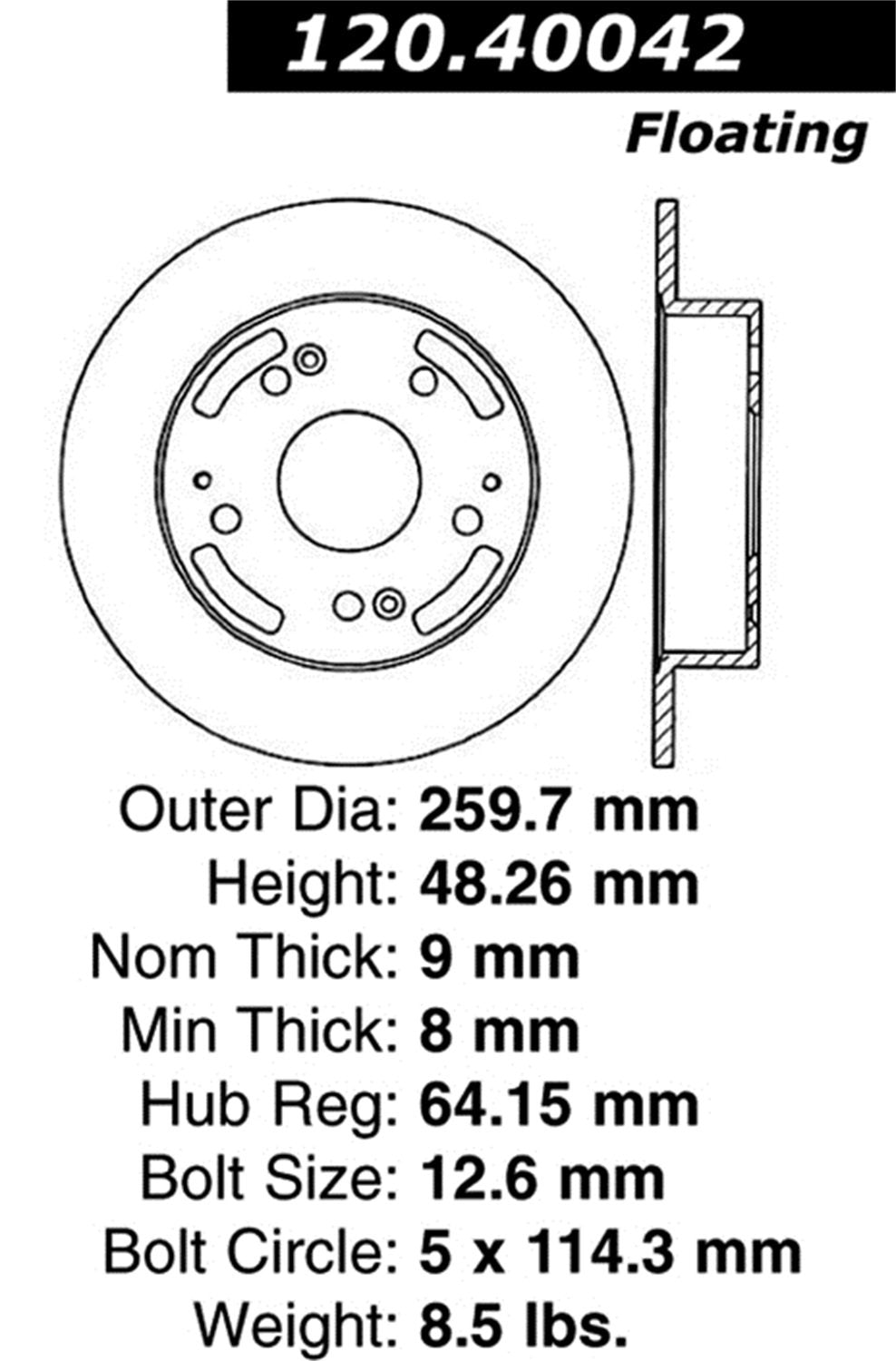 Stoptech 128.40042L Rear Left Sport Cross Drilled Brake Rotor
