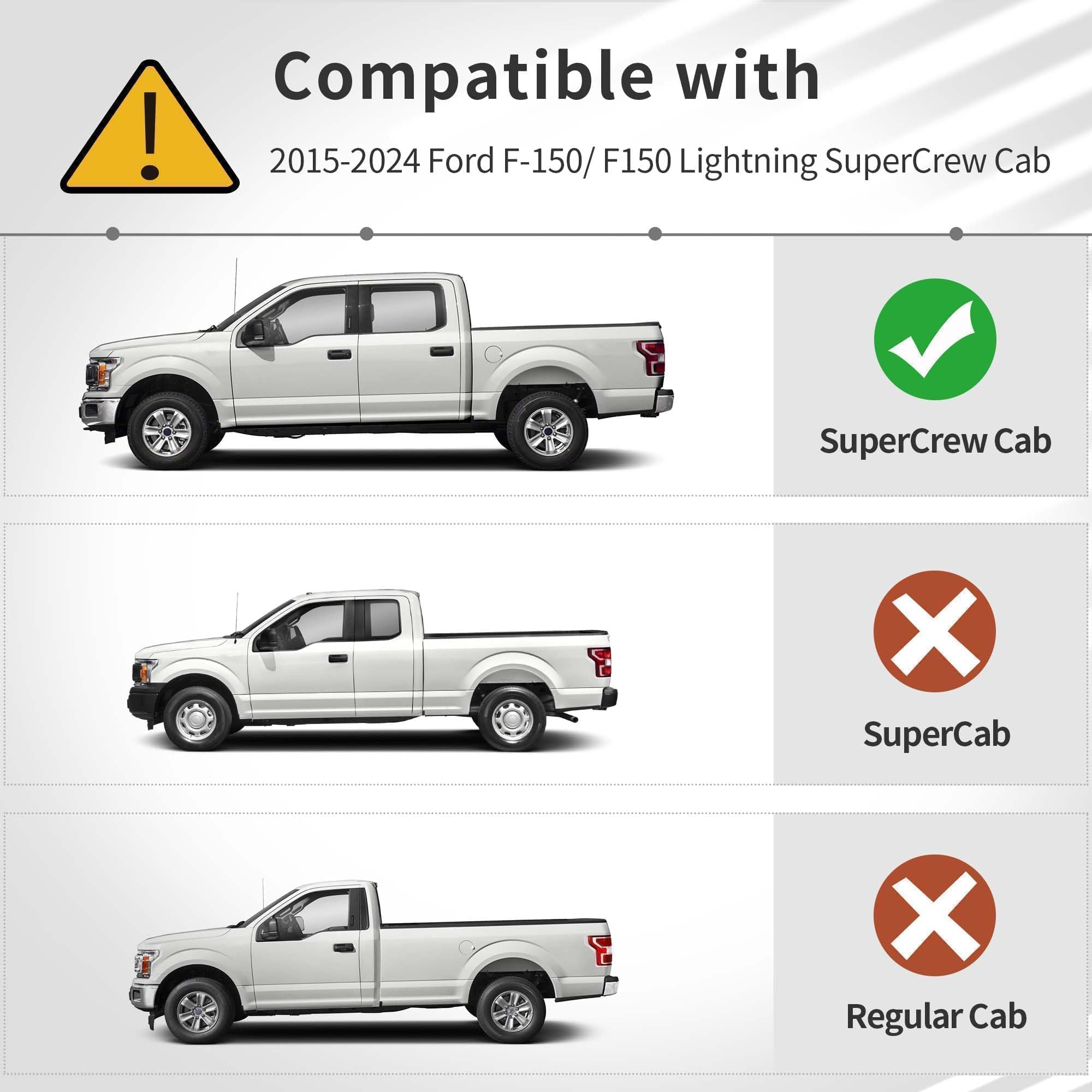 OEDRO Upgraded Floor Mats Fit for 2015-2025 Ford F-150/ F150 Lightning SuperCrew Cab(Not Fit Rear Seat with Under-Seat Fold Flat