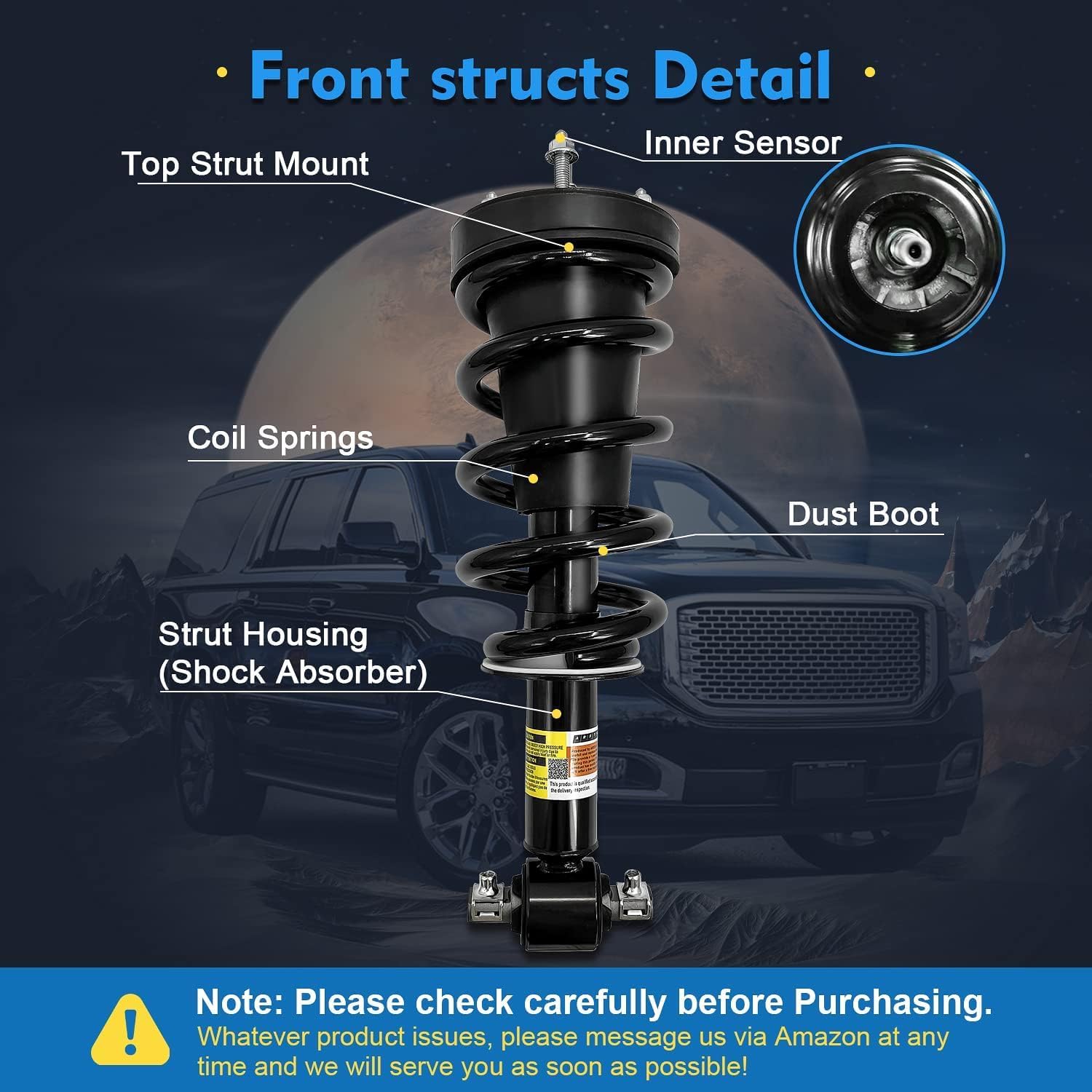 ARSTAK 580-435 19353951 Front Strut Shock Assembly w/Magnetic Compatible with Cadillac Escalade EXT ESV, for GMC Yukon Yukon XL