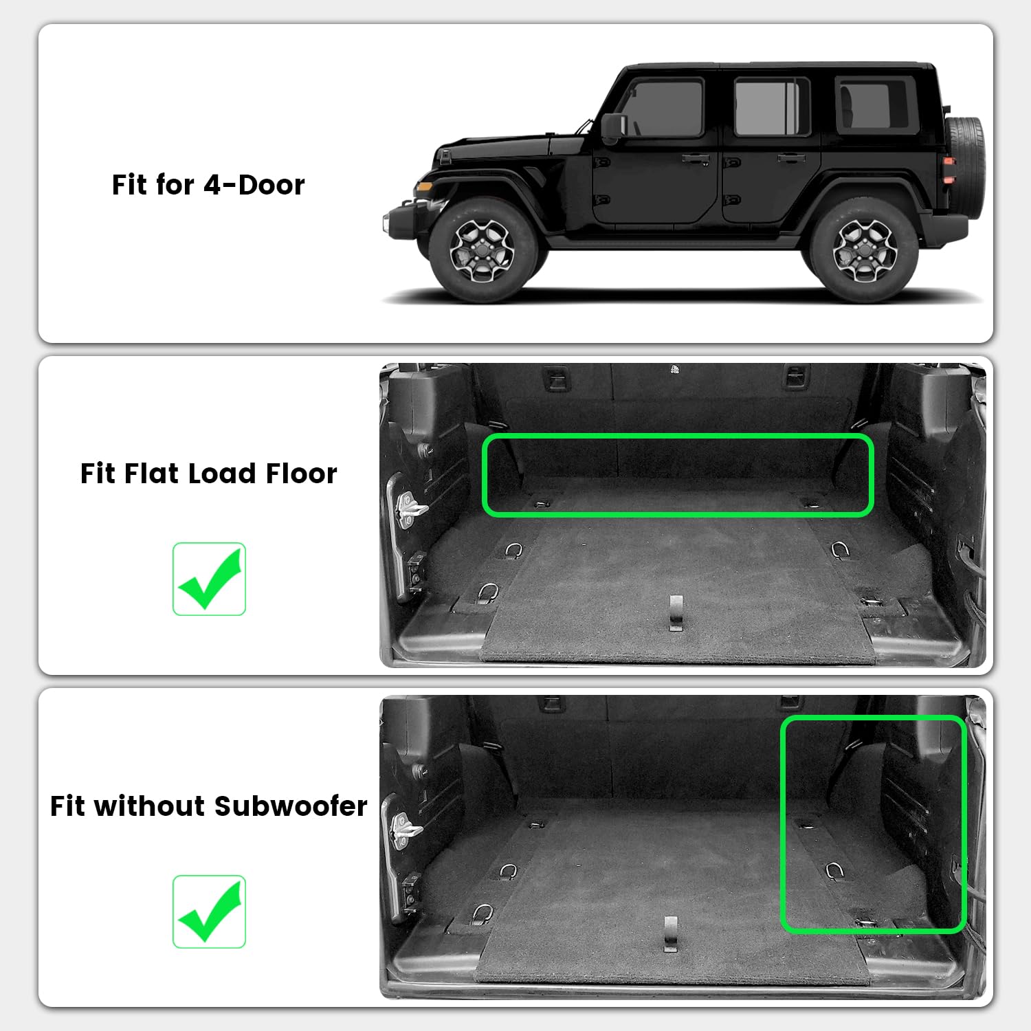 Lasfit Floor Mats & Cargo Mats Fit For 2018-2024 Jeep Wrangler Jl Unlimited 4 Door Without Subwoofer Only (Not Fit For Jk Or 4Xe