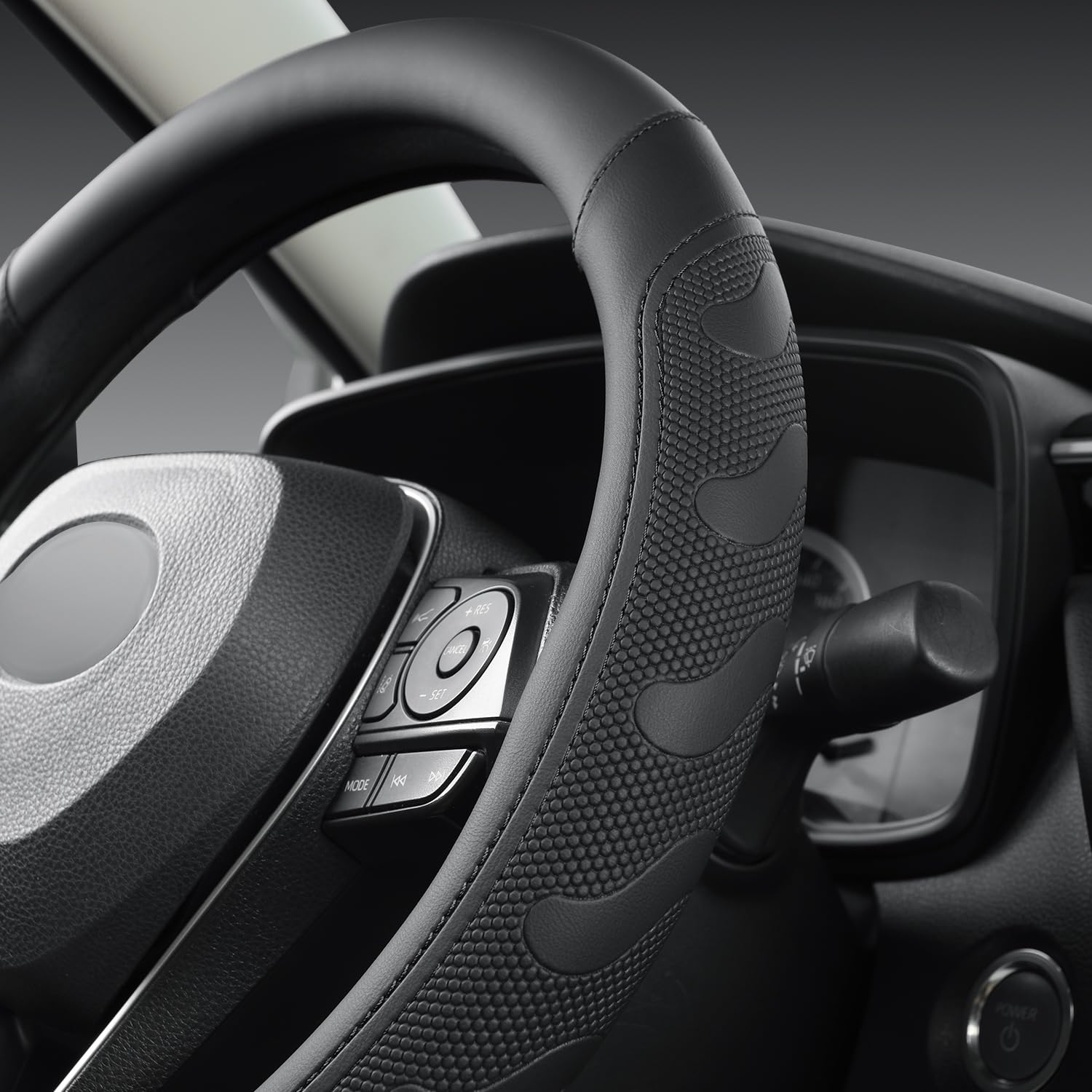 Giant Panda Car Steering Wheel Cover For Toyota Rav4,Camry,Highlander,Corolla,Prius,Tacoma,Standard Size - Black