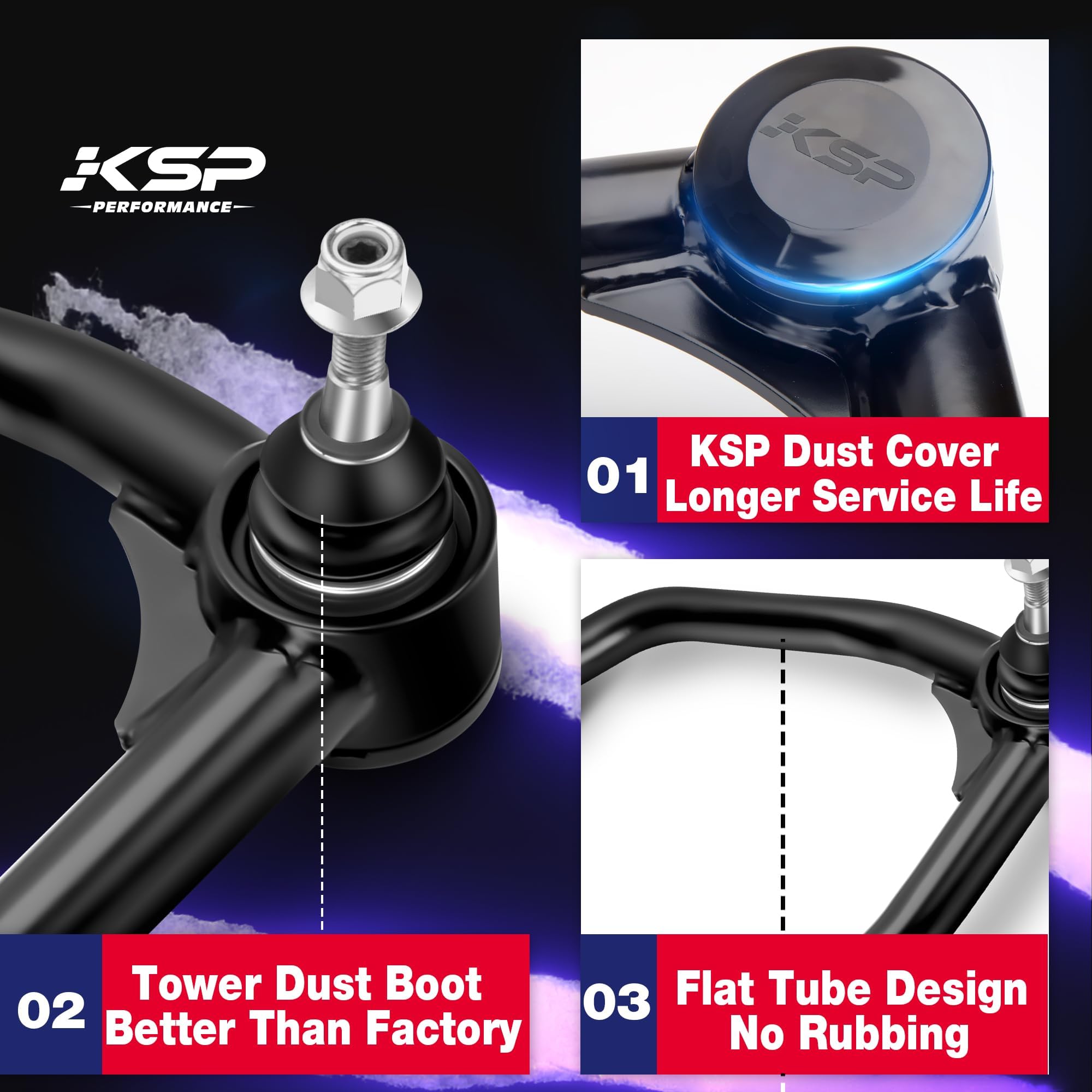 KSP 0-2'' OEM Upper Control Arms fit Silverado Sierra 1500 2007-2018, Adjustable UCA Compatible With Chevy GMC Tahoe Suburban Av