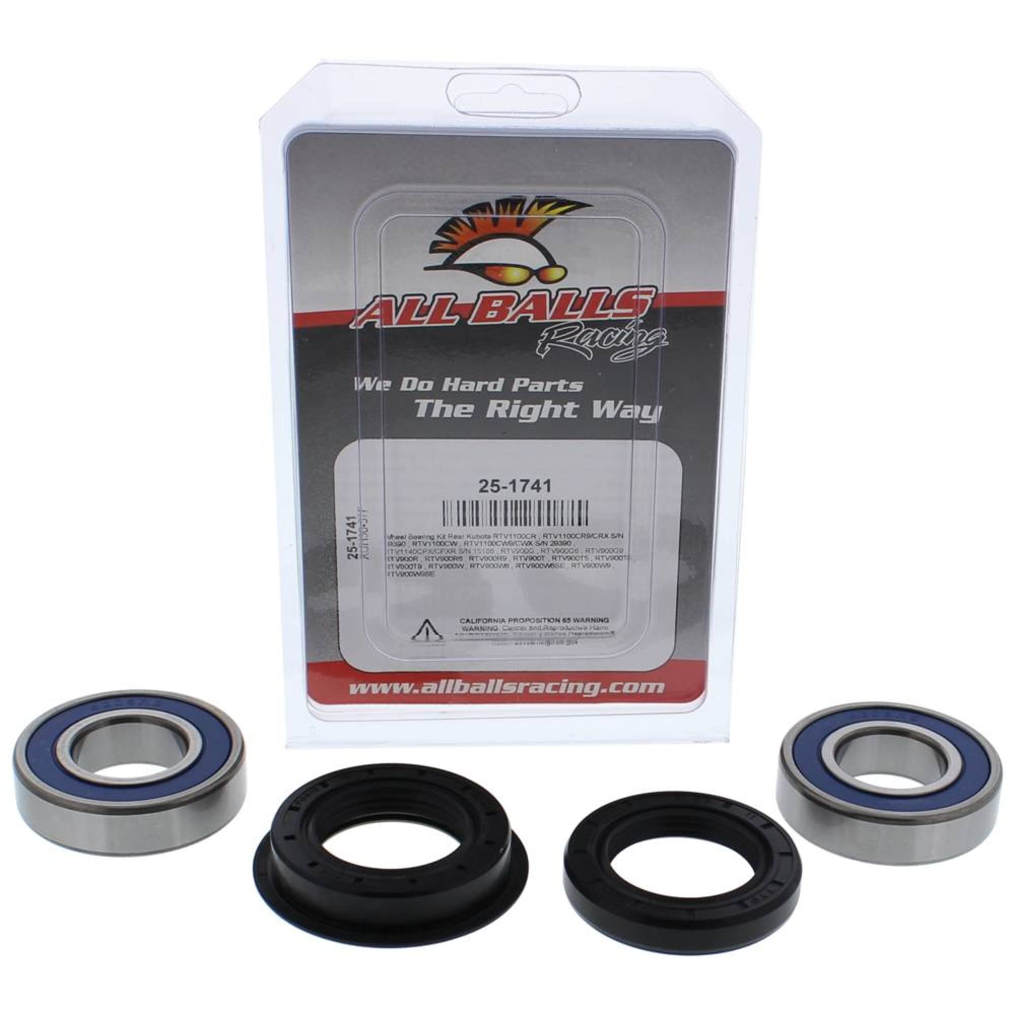 All Balls Racing 25-1741 Wheel Bearing Kit Compatible with/Replacement for Kubota RTV 900 G, RTV-X 1140 CPX, RTV-X 1100 CW9/CWX