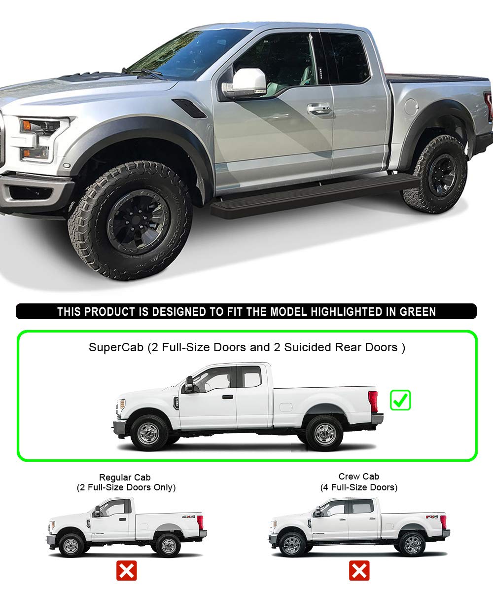 APS Running Boards (Nerf Bars Side Steps) Compatible with Ford F150 2015-2025 Super Cab 5.5ft Bed & F-250 F-350 Super Duty 2017-
