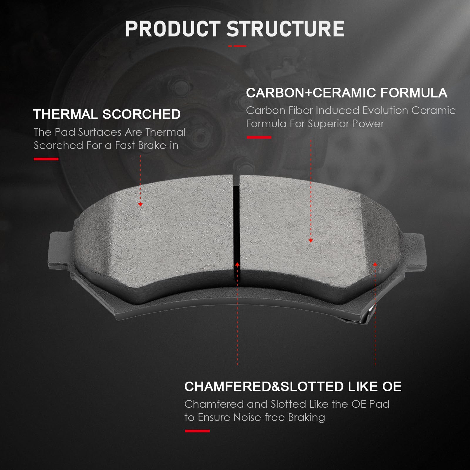 Cciyu D714 4Pcs Rear Ceramic Brake Pads Kits 2000-2005 For Buick Lesabre,1997-2005 For Buick Park Avenue,2004 For Cadillac Sevil