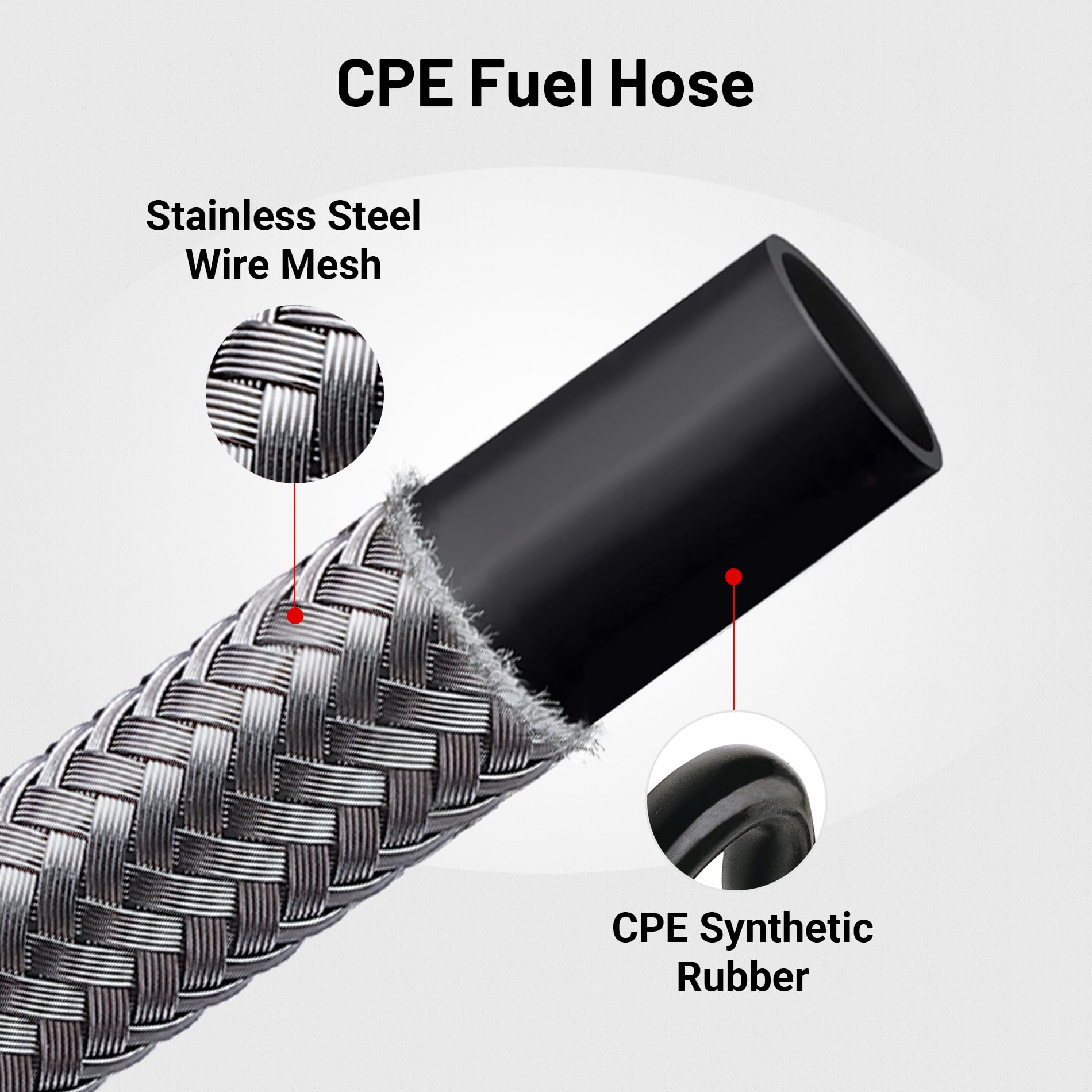 Evil Energy 8An Fuel Line, 8An Braided Fuel Hose Nylon Cpe 20Ft Silver