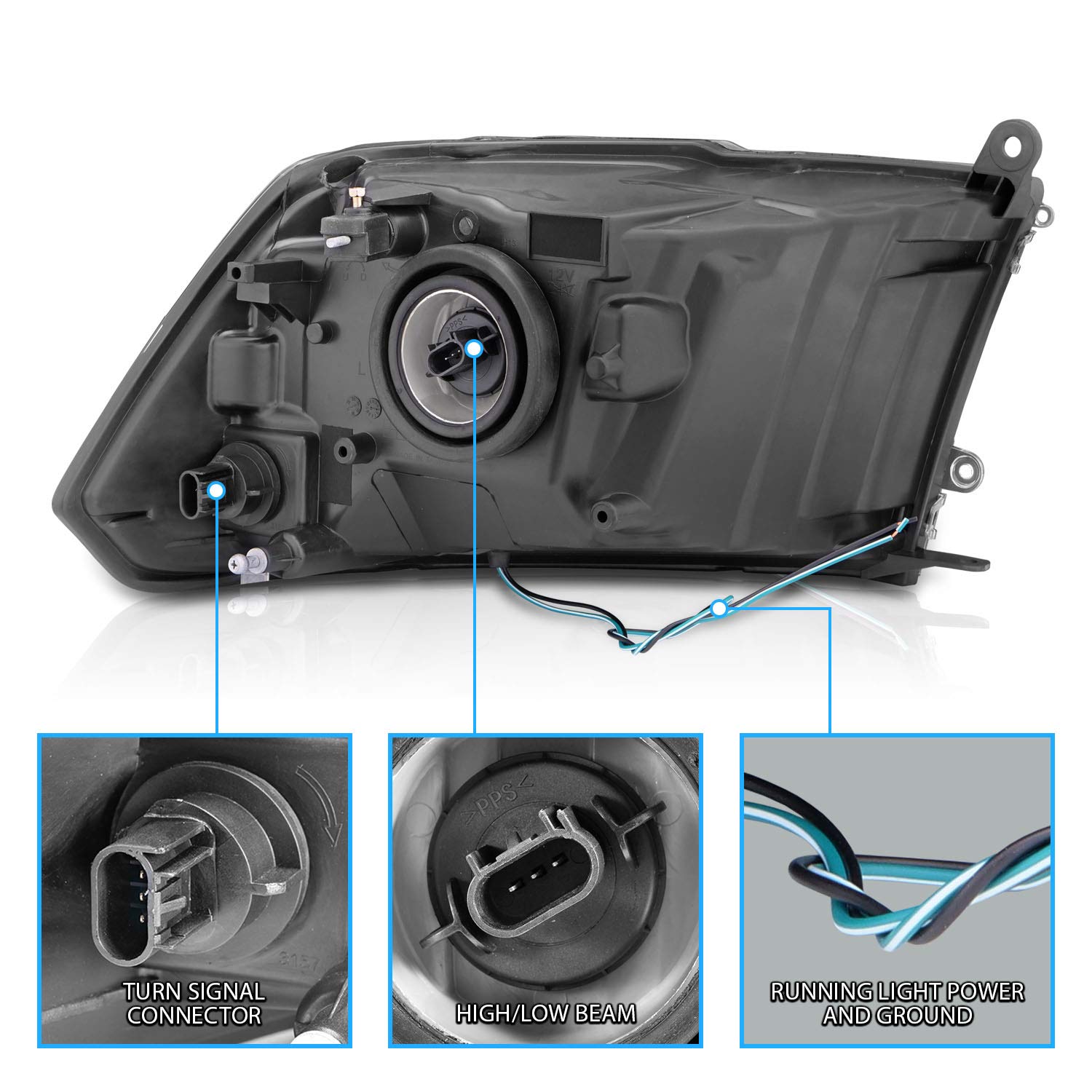 Amerilite For 2009-2018 Dodge Ram 1500 2500 3500 Truck Led Bar Black Replacement Headlights Pair - Driver And Passenger Side