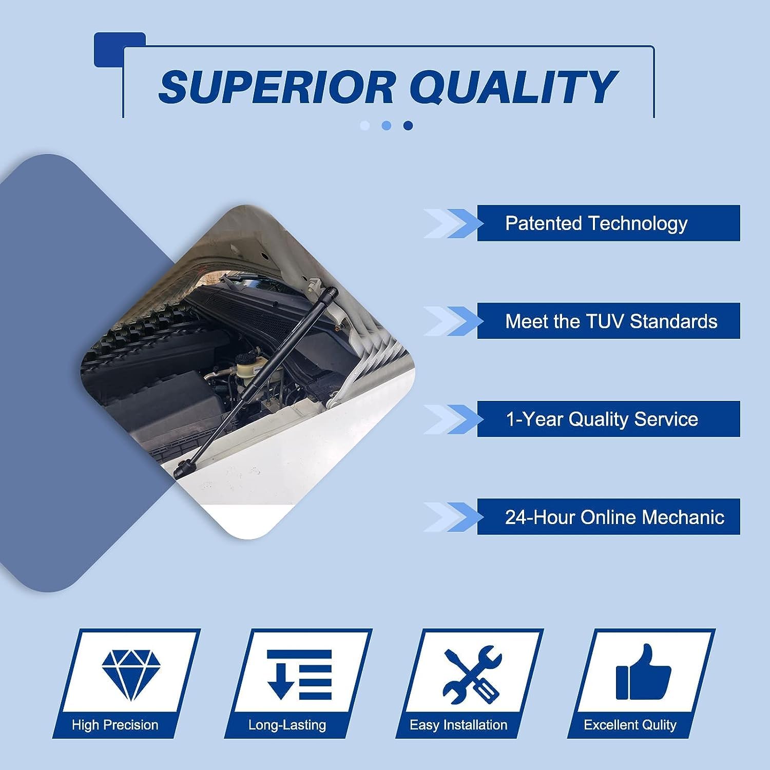 Otuayauto Front Hood Struts - Replacement For Hyundai Sonata 2015-2017 (Excluding Hybrid) Lift Support, Gas Spring Prop Rods, Oe