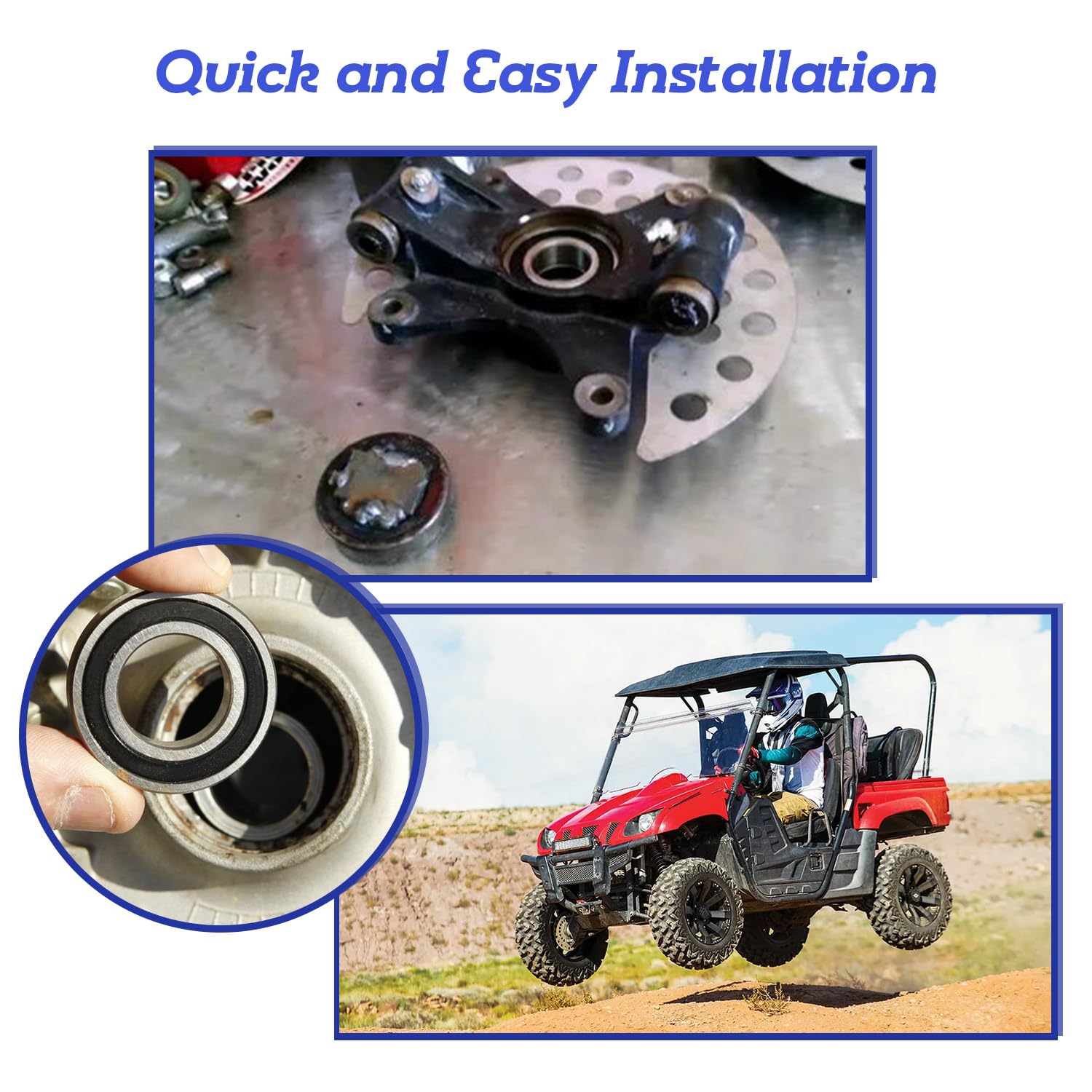 Biglknm Front Wheel Bearing Seal Kits For Yamaha Rhino 450 660 700 Grizzly 400 450 Big Bear 350 400 Kodiak 400 450 Wolverine 350 400 Repalce # 93106-38046-00/90201-16804-00