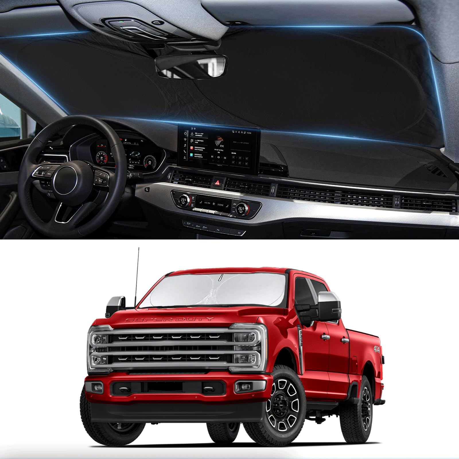Sunshade For Ford F350 Windshield Sun Shade For Ford Super Duty F250 F450 F550 2017 2018-2024 2025 F-450 F-550 2Door 4Door Picku