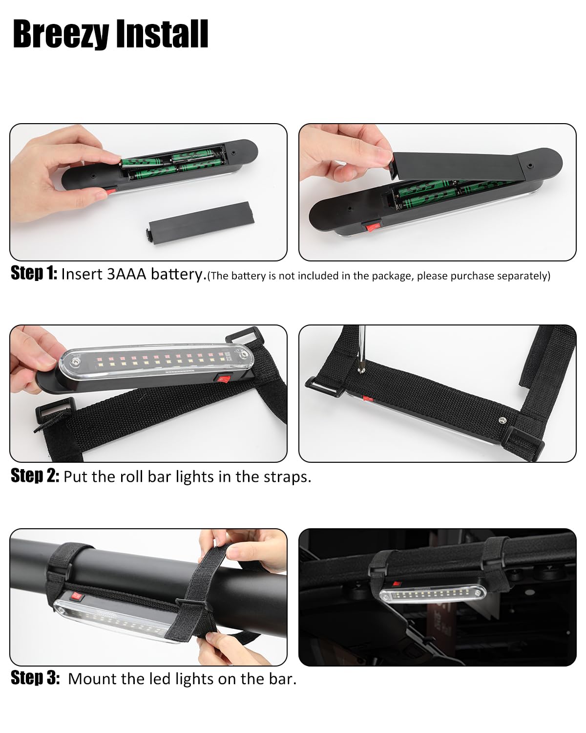 Sunpie Led Dome Light For Utv Sxs, Universal Roll Bar Interior Lights W/White&Red Compatible With Polaris(Rzr/Ranger/General) Ta