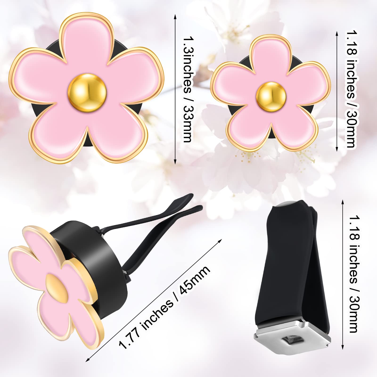 Frienda 6 Pcs Daisy Flower Air Vent Clip Air Freshener Outlet Clip Car Air Conditioning Clip Charm Car Inter Decor(Black, Pink,