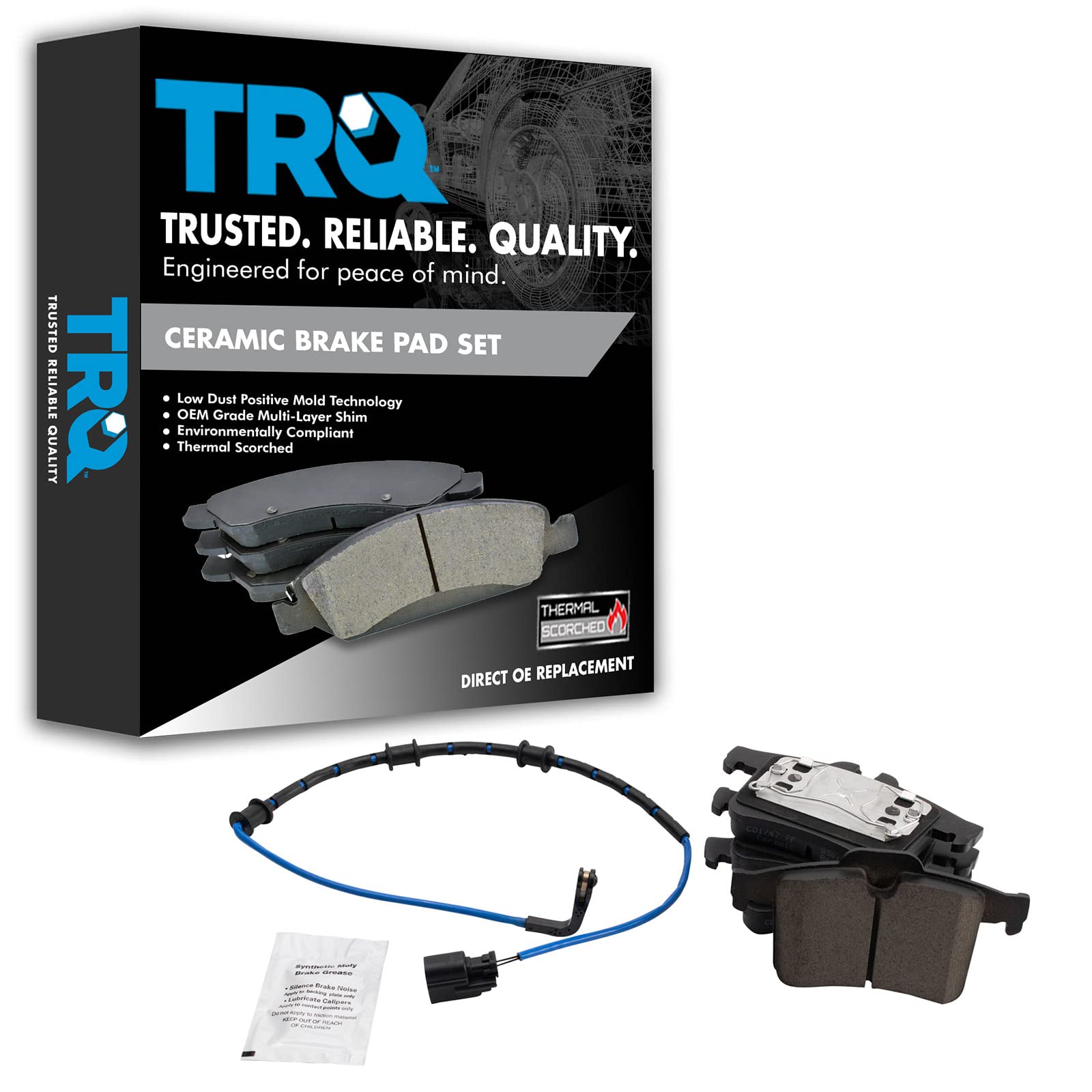 TRQ Rear Brake Pads Ceramic Compatible with 2014-2015 Jaguar XKR XKR-S