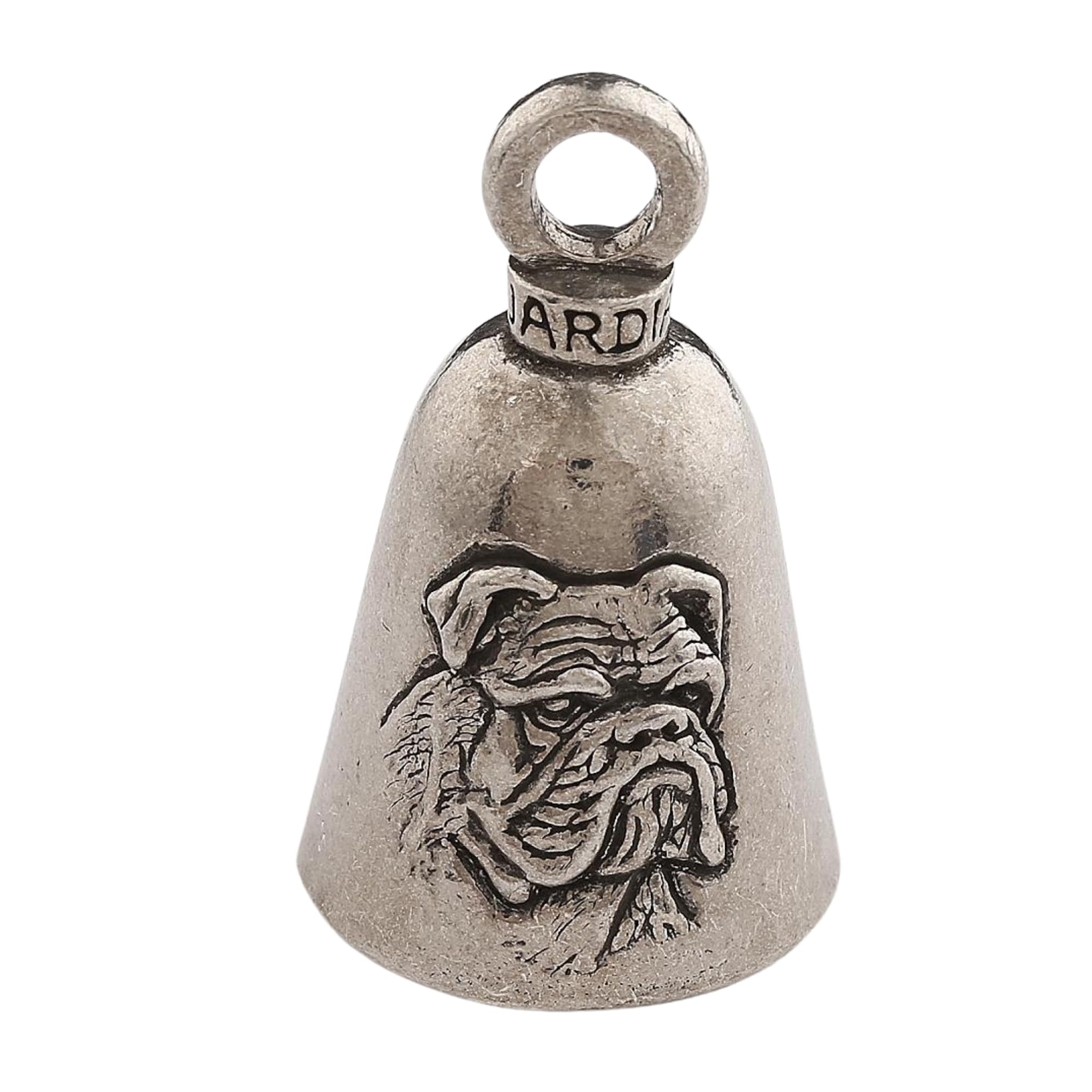 Guardian Bell Bulldog Good Luck Bell W/Keyring & Black Velvet Gift Bag | Motorcycle Bell | Lead-Free Pewter | Made In Usa