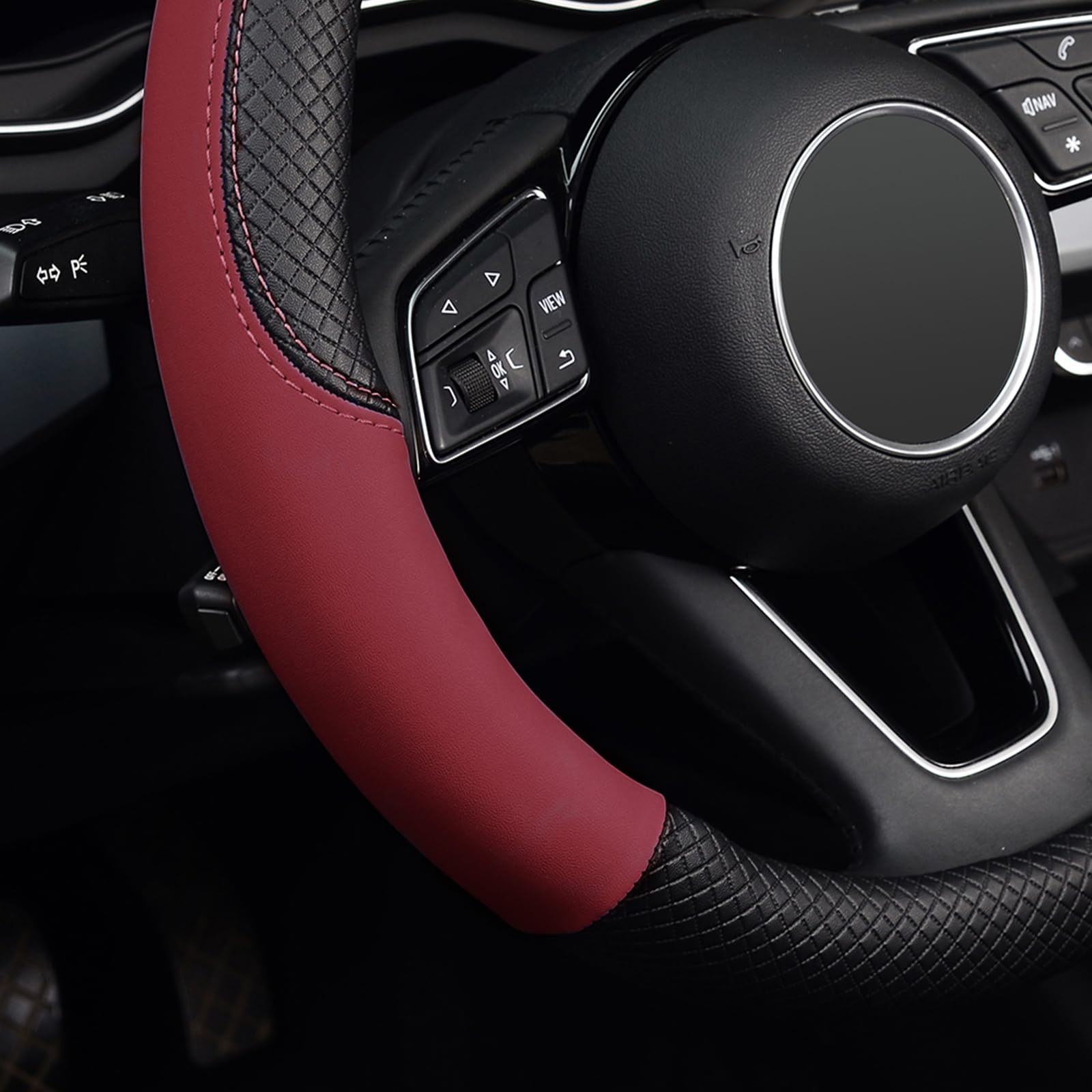 Labbyway Steering Wheel Cover, Universal 15 Inch Microfiber Leather Car Wheel Protecto, Skidproof, Stable, Warm In Winter And Cool In Summer (Claret)