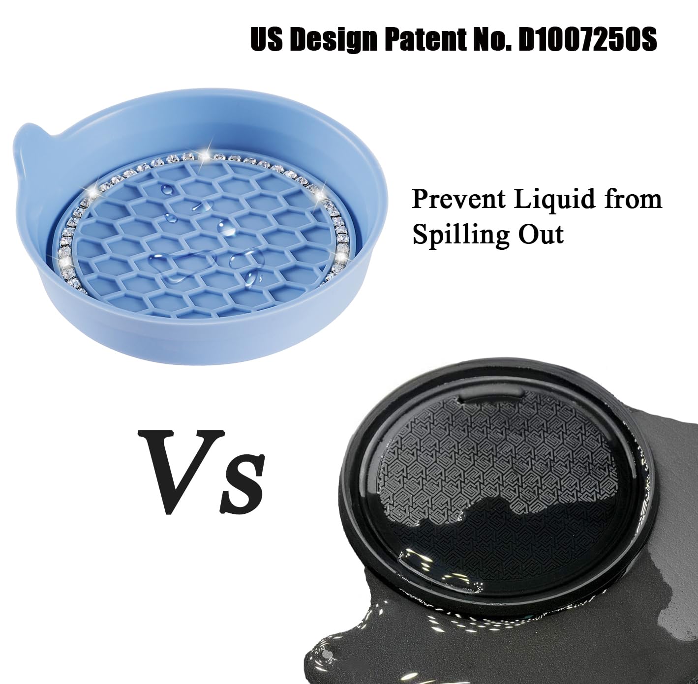 Amooca Car Cup Coaster Universal Non-Slip Cup Holders Bling Crystal Rhinestone Car Interior Accessories 4 Pack Gray Blue