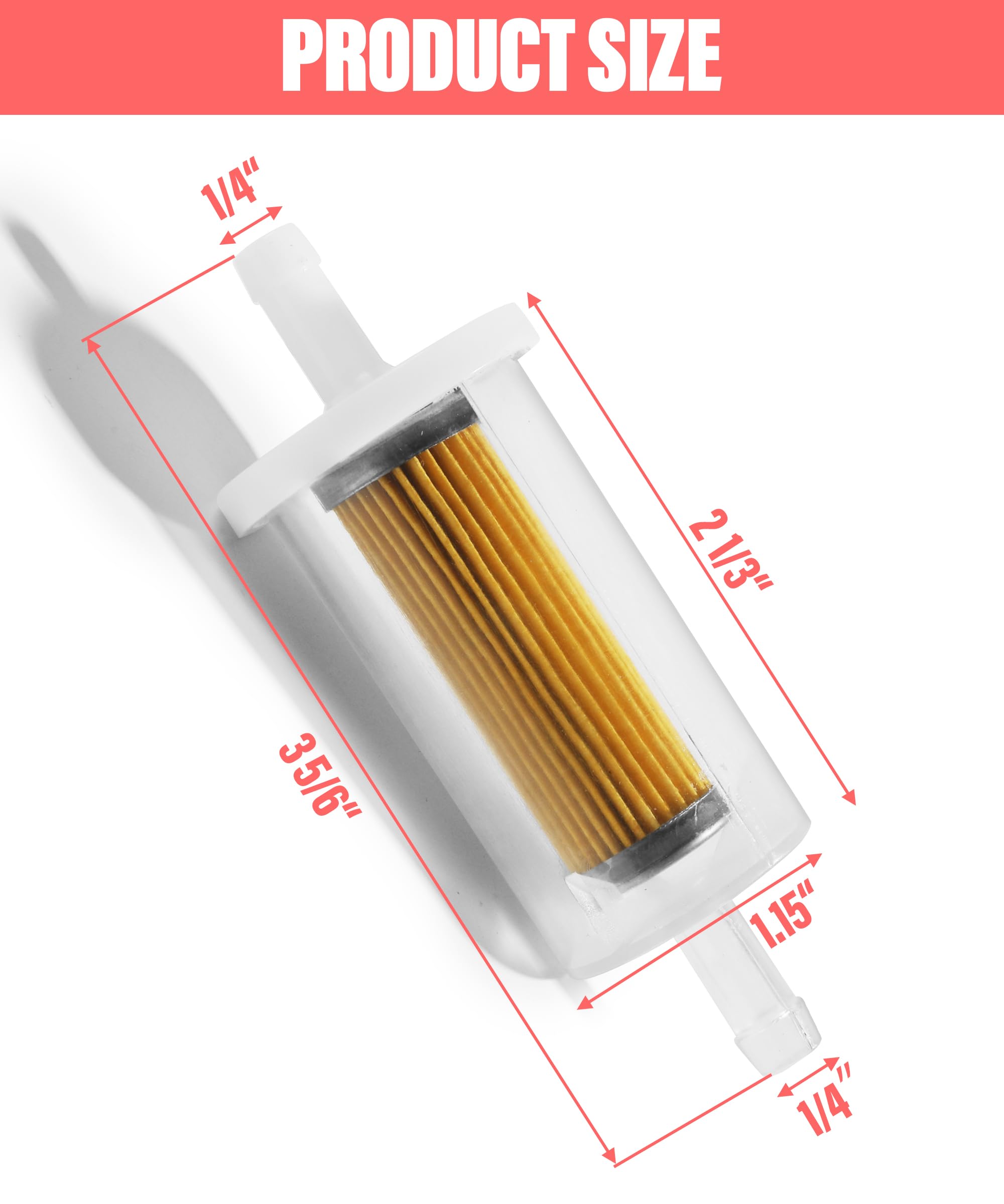 ESEWALAS 2PCS Fuel Filter for 1/4'' Hose Lines,Inline Diesel Gasoline Fuel Filter,Universal High Flow Fuel Filters Replacement,R
