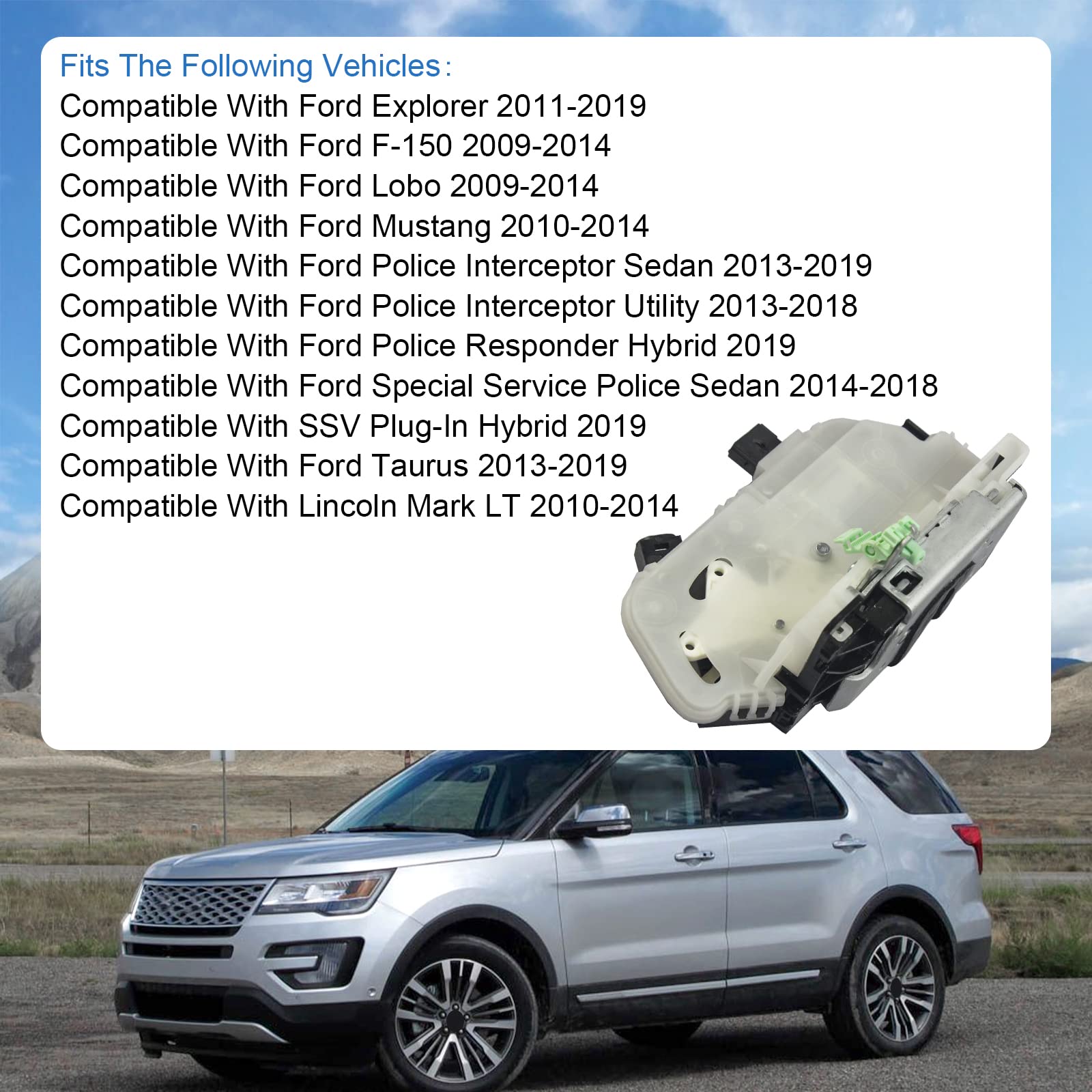 Dicmic Rear Left Driver Side Door Lock Latch Actuator Compatible With 2011-2019 Ford Explorer 2009-2014 Ford F-150 2010-2014 For