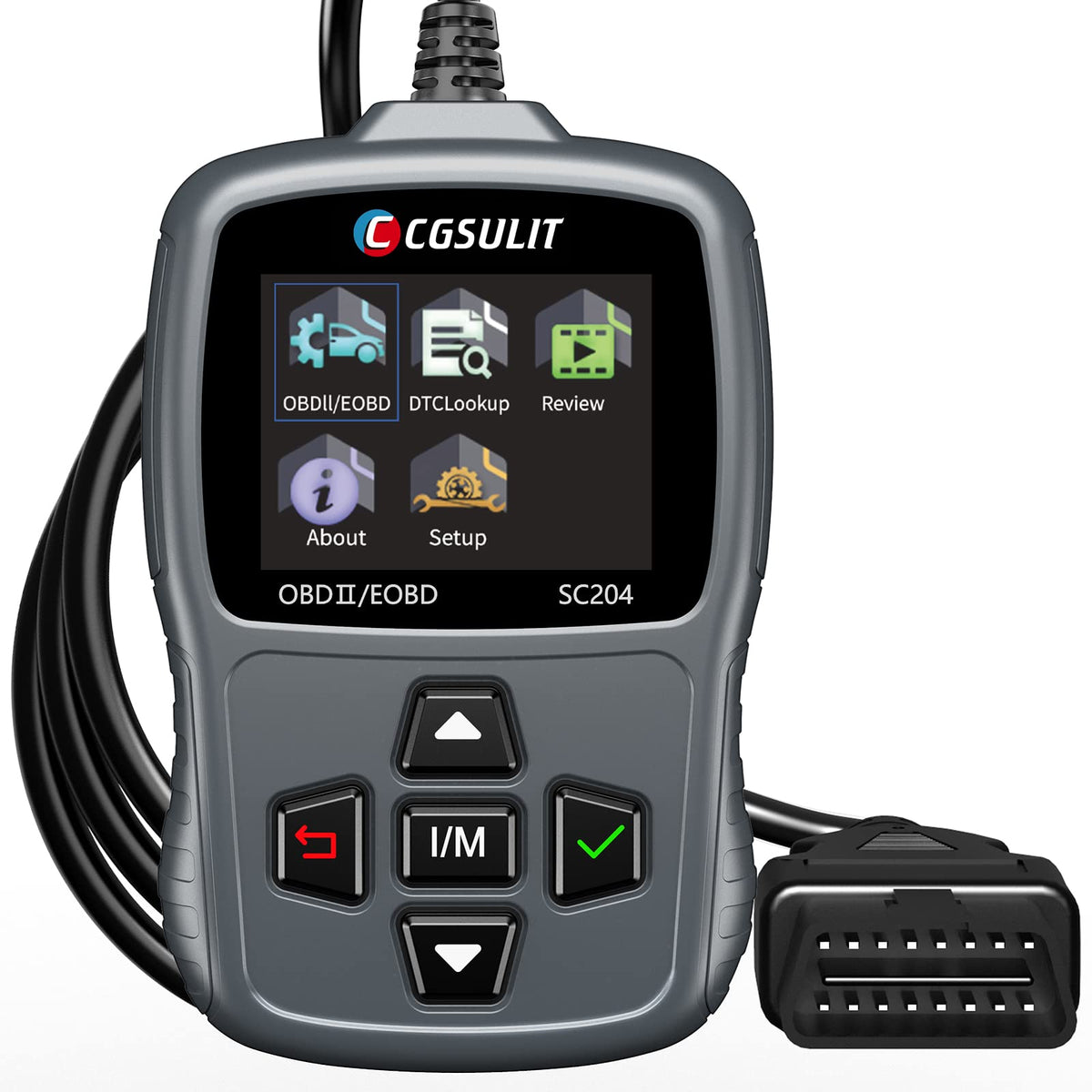 Cgsulit Scan Tool Sc204 Obd2 Scanner, Check Engine Light Code Reader With Reset, One-Click I/M, Clear Error Code, Dtc Lookup & M