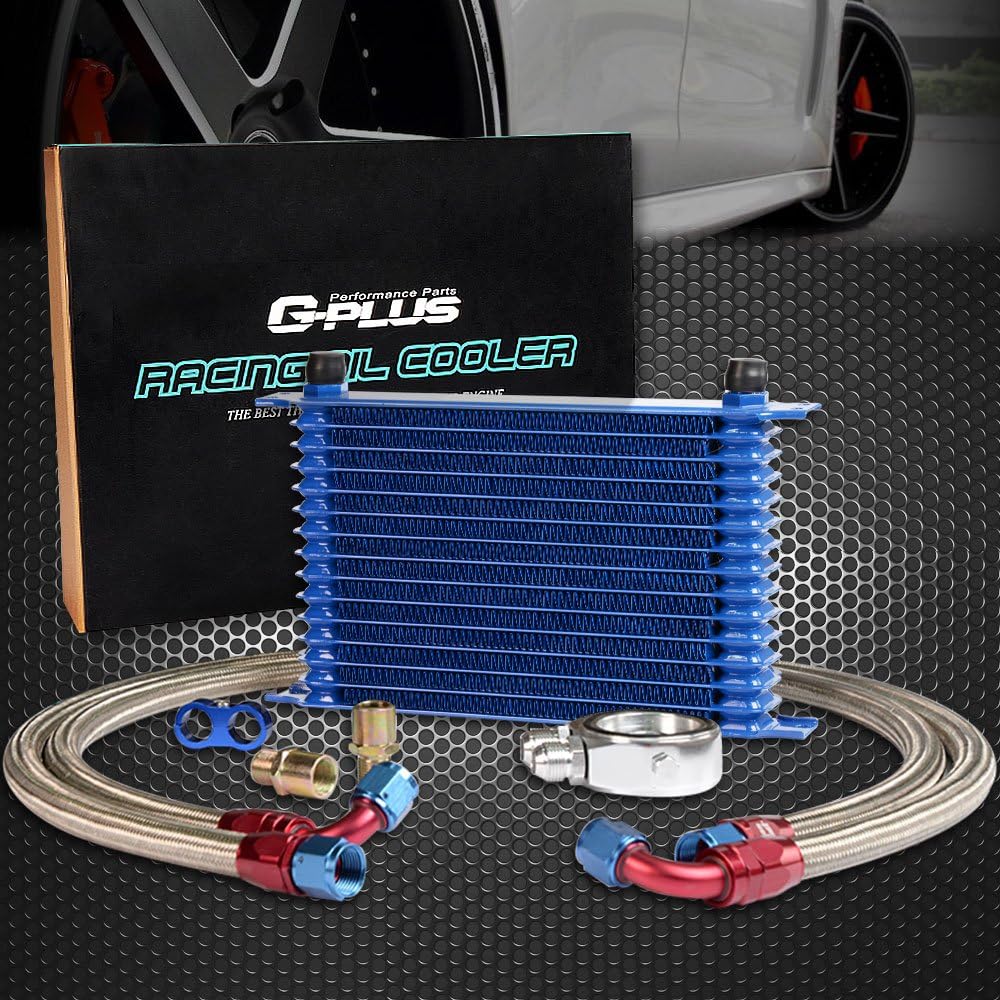 G-PLUS Universal Silver 15 Row AN10-10AN Engine Transmission Oil Hose End Kit & Oil Cooler Kit Aluminum