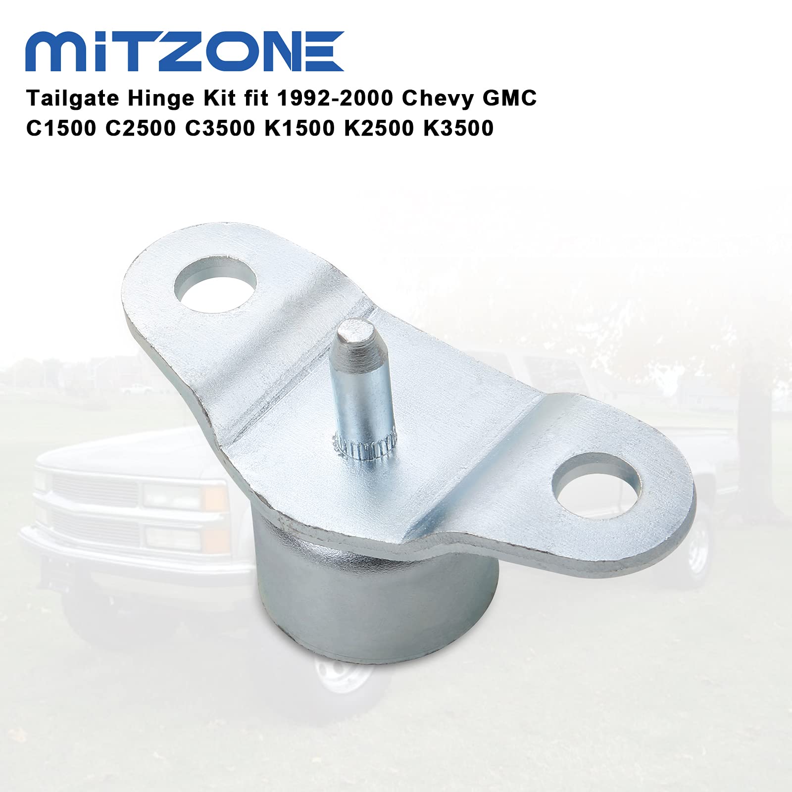 Mitzone Tailgate Hinge Kit Compatible With 1992-2000 Chevy Gmc C1500 C2500 C3500 K1500 K2500 K3500 Replace # 15521579 15603558 15691087 15691088